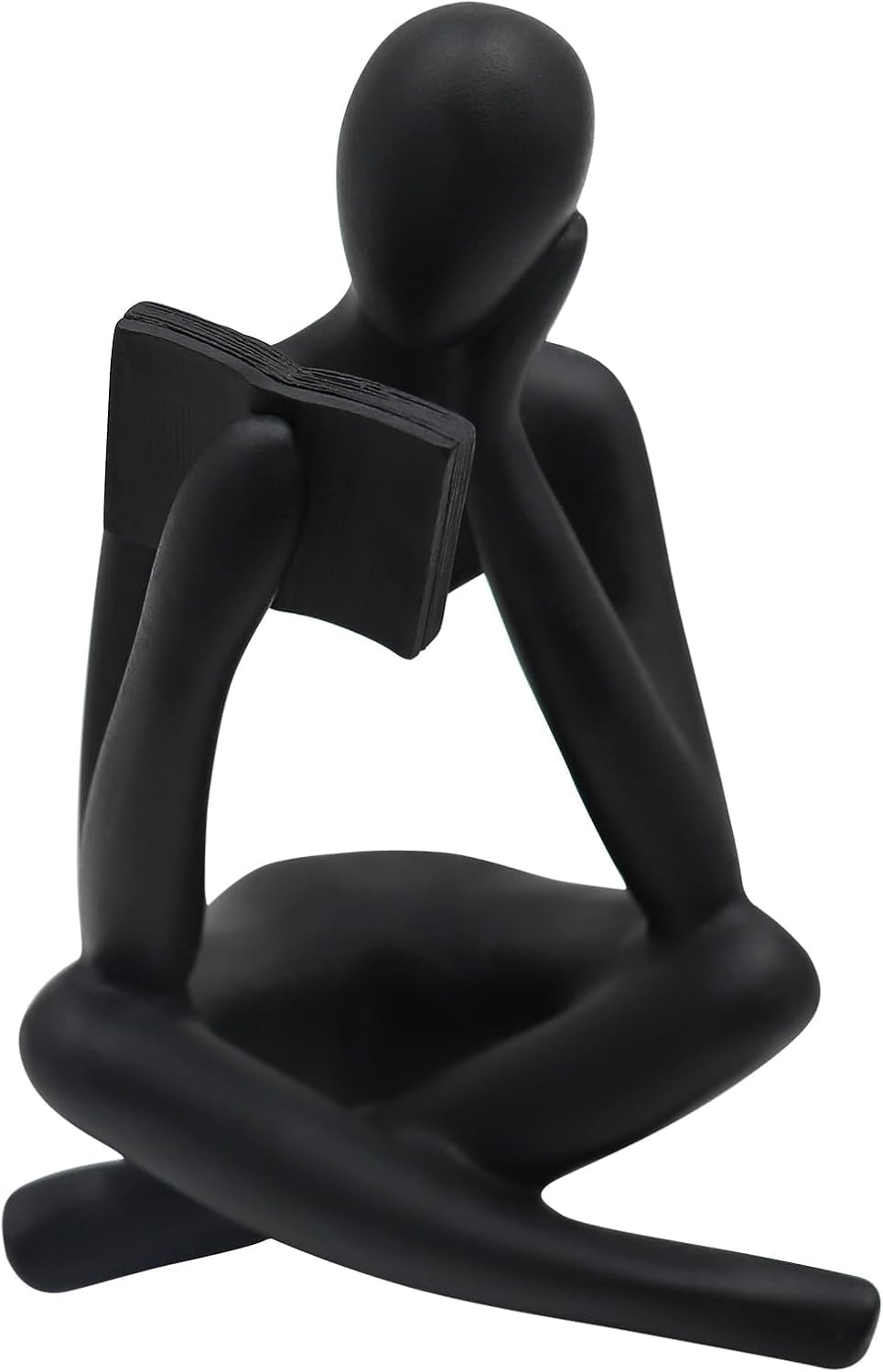 Thinker Statue Decor Abstract Reading Women Bookshelf Figurines Modern Coffee Table Sculpture Decor for Living Room Bedroom Home Library Shelves Office (Black-Right)
