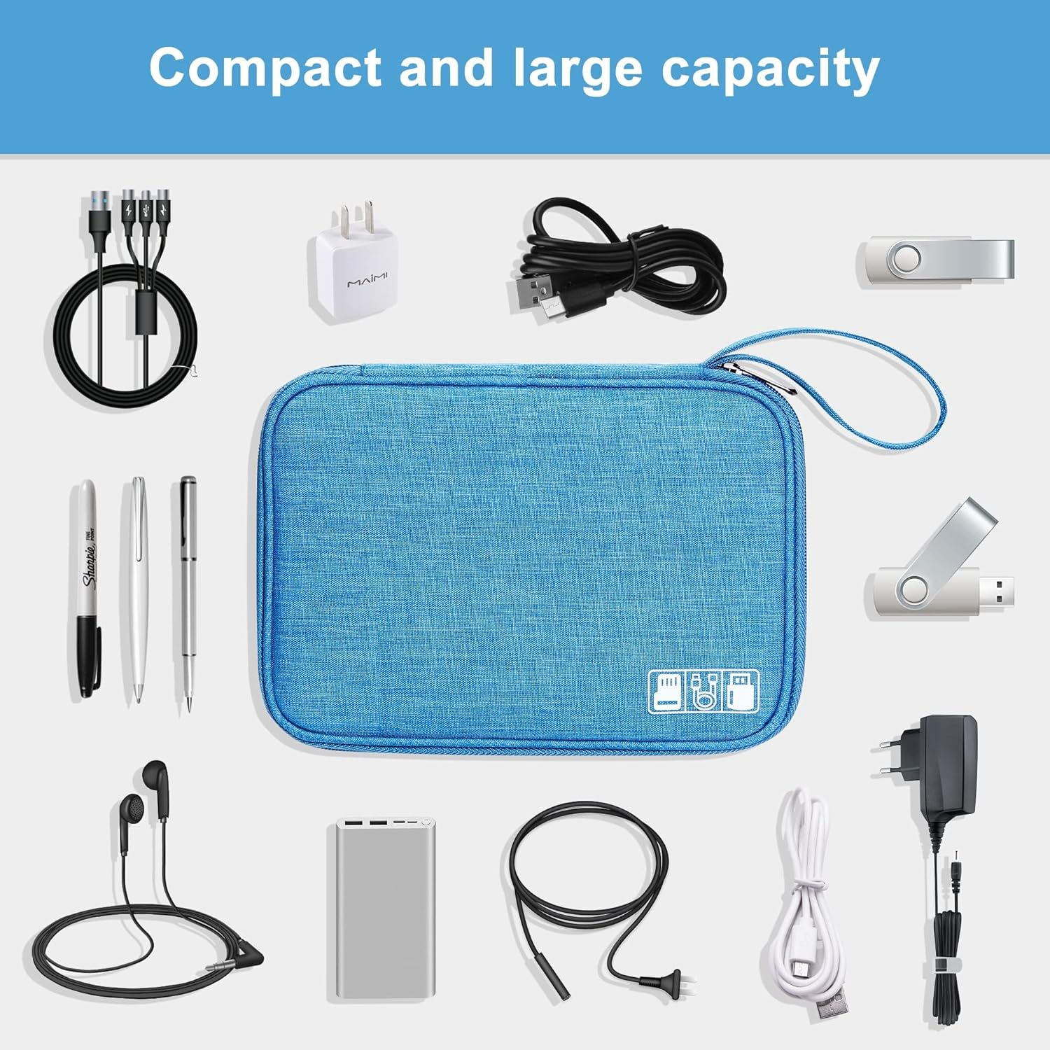 Electronics Organizer Bag, Cord Organizer Travel, Portable Tech Bag, Travel Cable Case, Essentials for Cord/Charger/Tech Storage/Power Bank/Earphone/Usb/Sd/Electronic Accessories image number 4