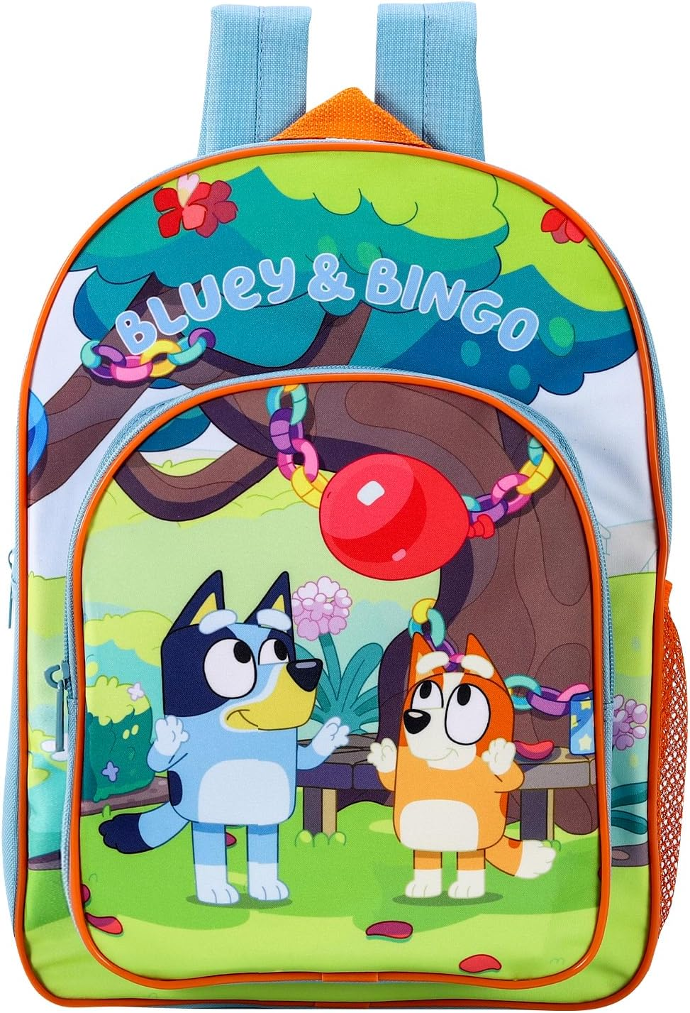 Bluey Bingo Kids Childrens Premium Backpack School Rucksack Travel Bag Boys Girls with Side Mesh Pocket and Front Zipped Pocket, Multicolour, 36.7Cm (Height), 26Cm (Width), 13Cm (Depth)