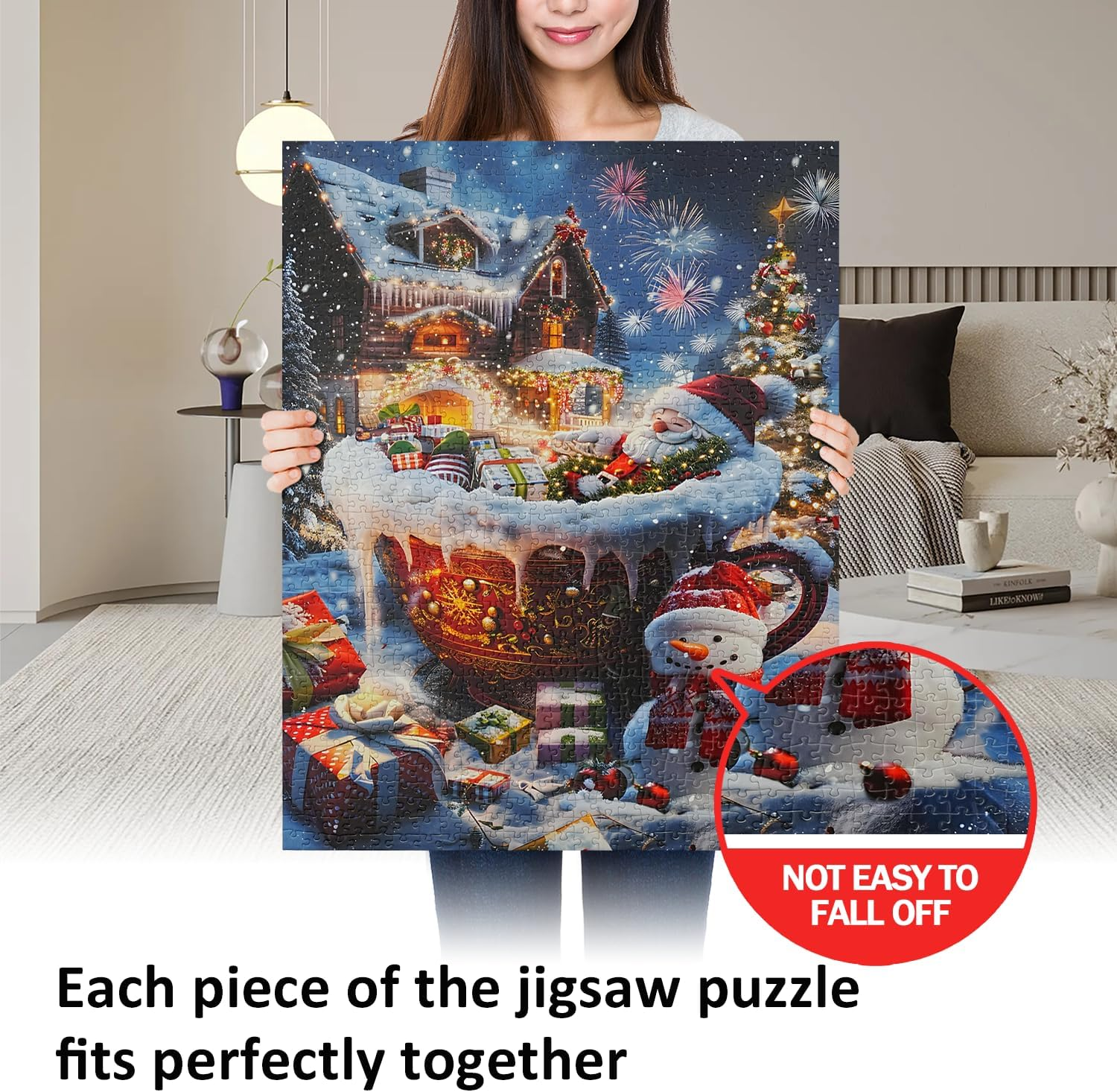 Jigsaw Puzzles for Adults 1000 Pieces Christmas Puzzles Impossible Hard Difficult Challenging Puzzles Christmas Tree Puzzle Snowman Santa Claus Jigsaw Puzzle 1000 Pieces 70 X 50 Cm image number 3