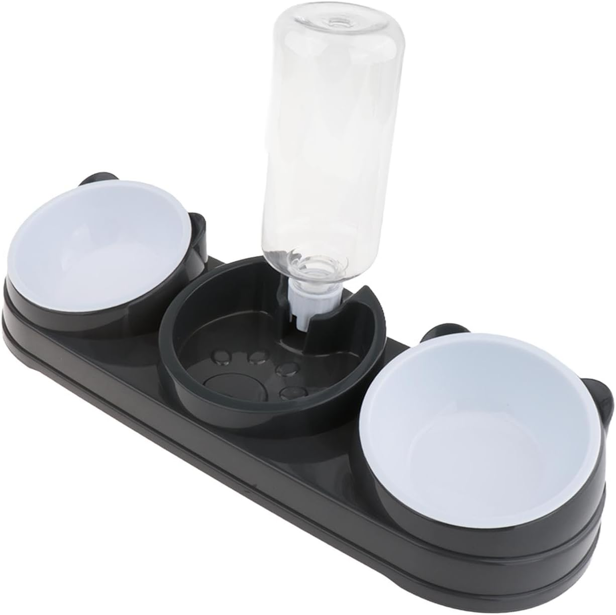 Shengquanhao 3-In-1 Cat Bowl Set, Elevated Pet Bowls with Automatic Water Bottle, Raised Cat Bowl, Wet and Dry Food Bowl for Puppy Drinking, Black