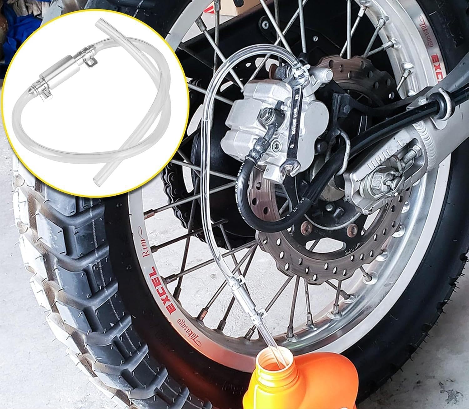 XINYUICEAN 1Pcs Brake Bleeder Hose, Motorcycle Brake Bleeder Kit with Nozzle Cap & Clamp, One Way Check Valve Tube Bleeding Tools for Hydraulic System Bleeding, Car Clutch Fluid Replacement Hose image number 3