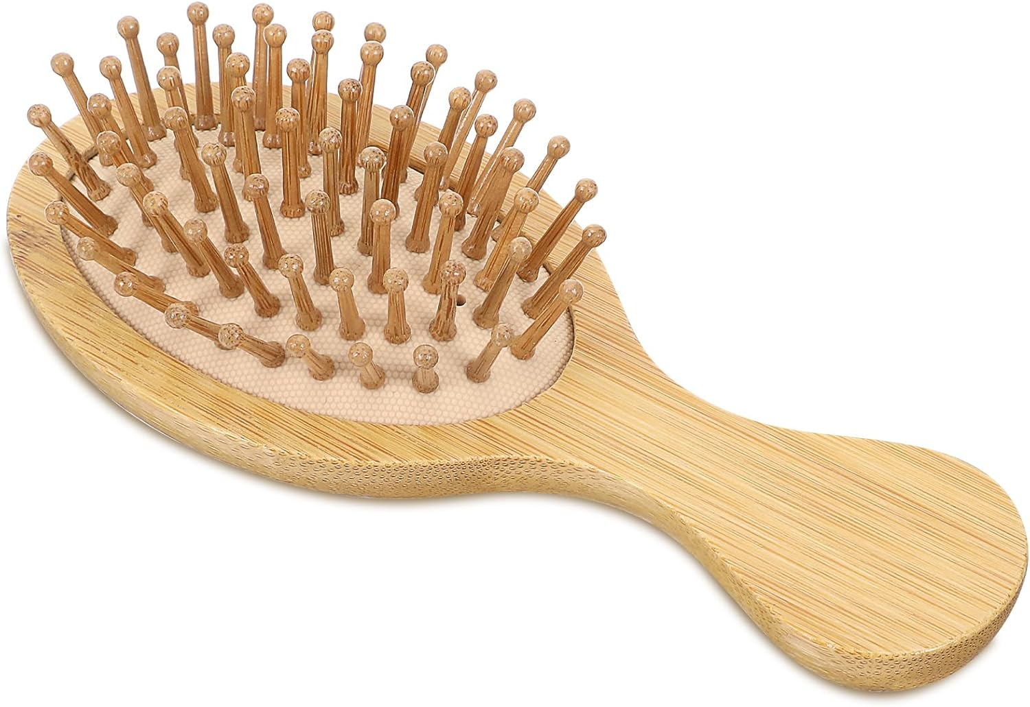 Small Hair Brush, Bamboo Hair Brush with round Bristles for Scalp Massage & Hair Growth, Antistatic Wooden Brush with Ergonomic Handle, Gentle Detangling for Women & Men image number 4