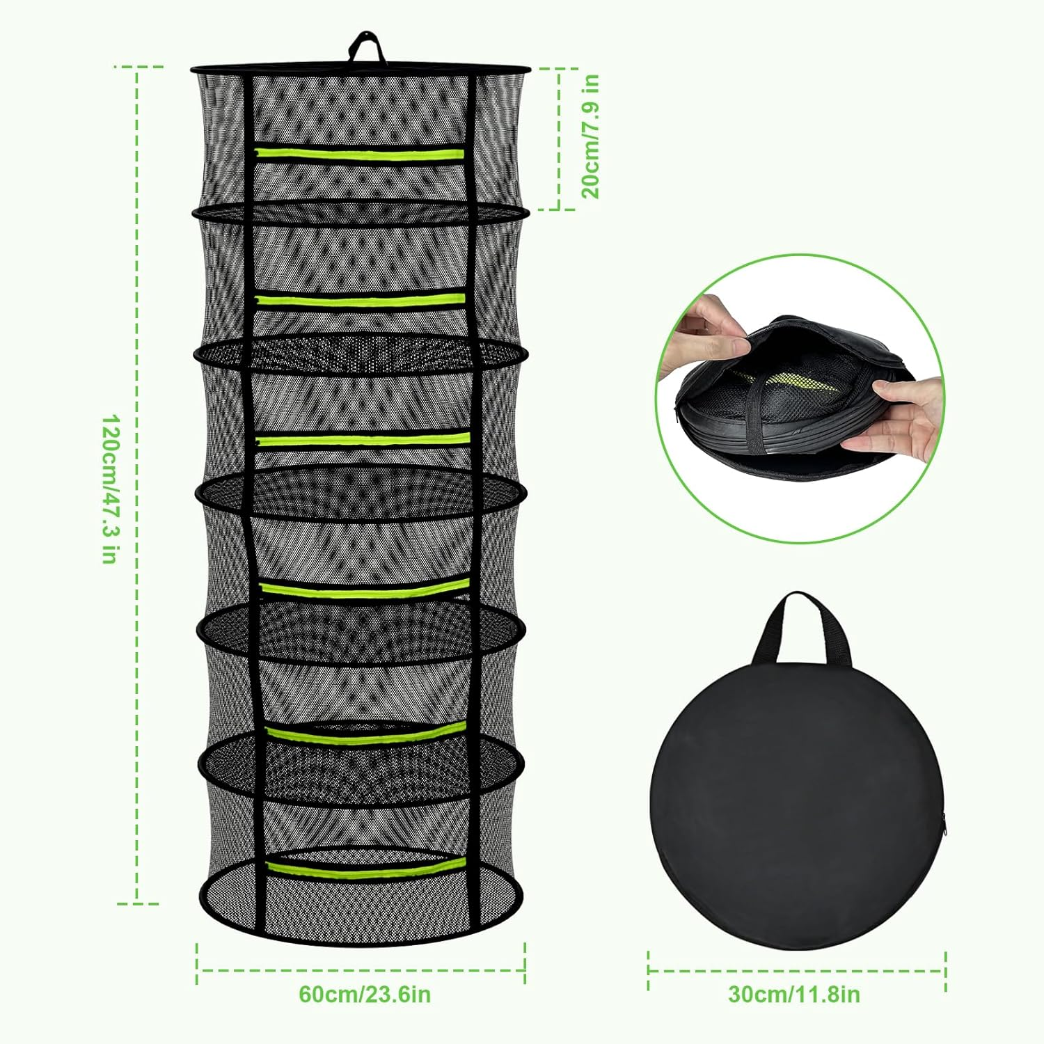 MEKOLIFE Herb Drying Rack - Mesh Drying Rack - Herb Drying Rack Hanging with Green Zipper & Garden Pruning Shears for Drying Herb - Hanging Drying Rack - Plant Drying Rack (6 Layers) image number 4