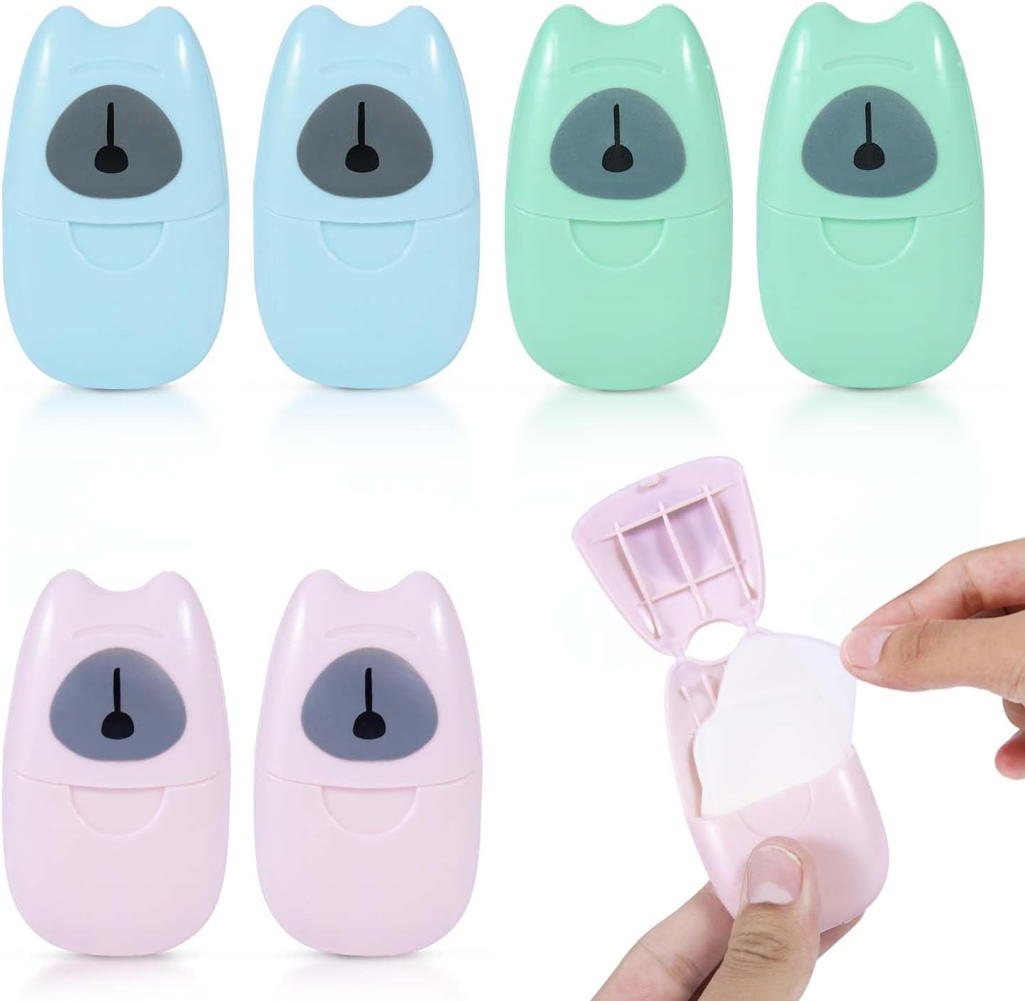 KISEER 6 Boxs (300 Sheets) Mini Portable Travel Soap Paper Sheets Disposable Hand Washing Bath Scented Paper Soap for Outdoor, Camping Hiking (Colorful)