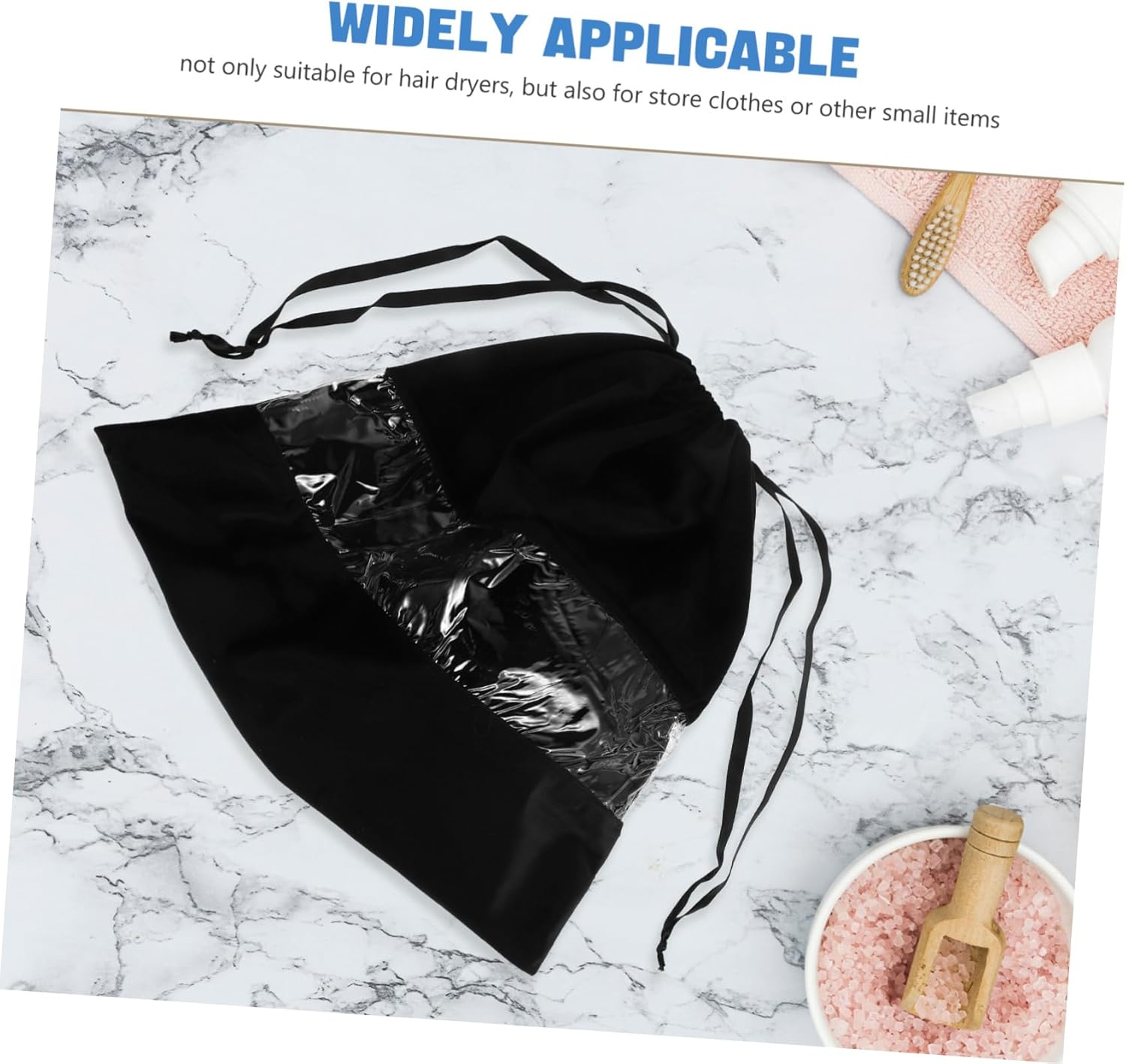 LOORGVEL Velvet Drawstring Hair Dryer Bag for Travel and Home Dustproof Storage Organizer for Hair Tools and Small Items Protective Multipurpose Pouch for Clothes and Accessories image number 2