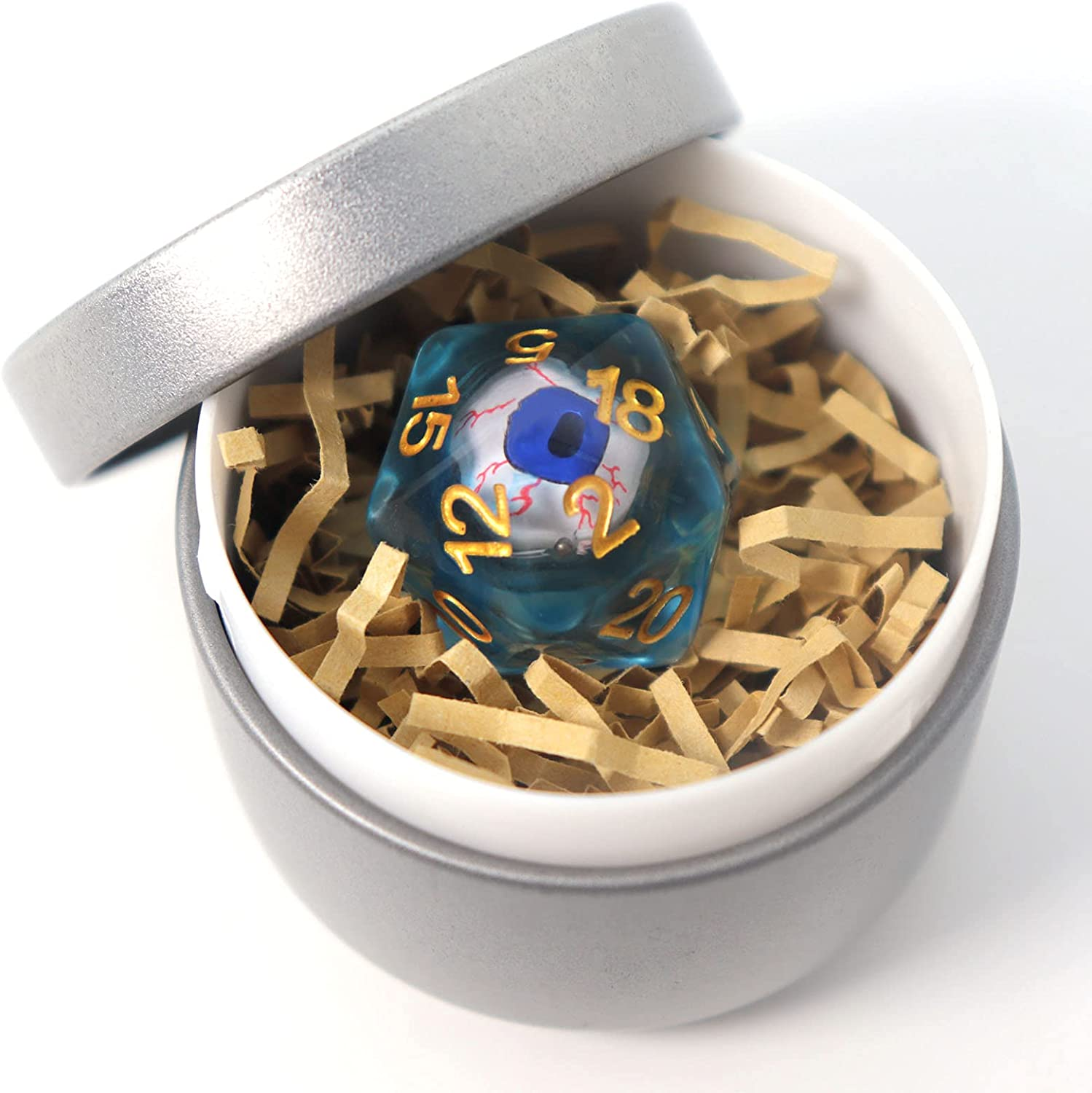 Byhoo DND Rotating Eye of the Dragon Dice Set,7 PCS Transparent Green Polyhedral Dice with Eye of the Dragon,D&D Dice Set for Tabletop RPG Board Games, D&D Enthusiast Dice Gift