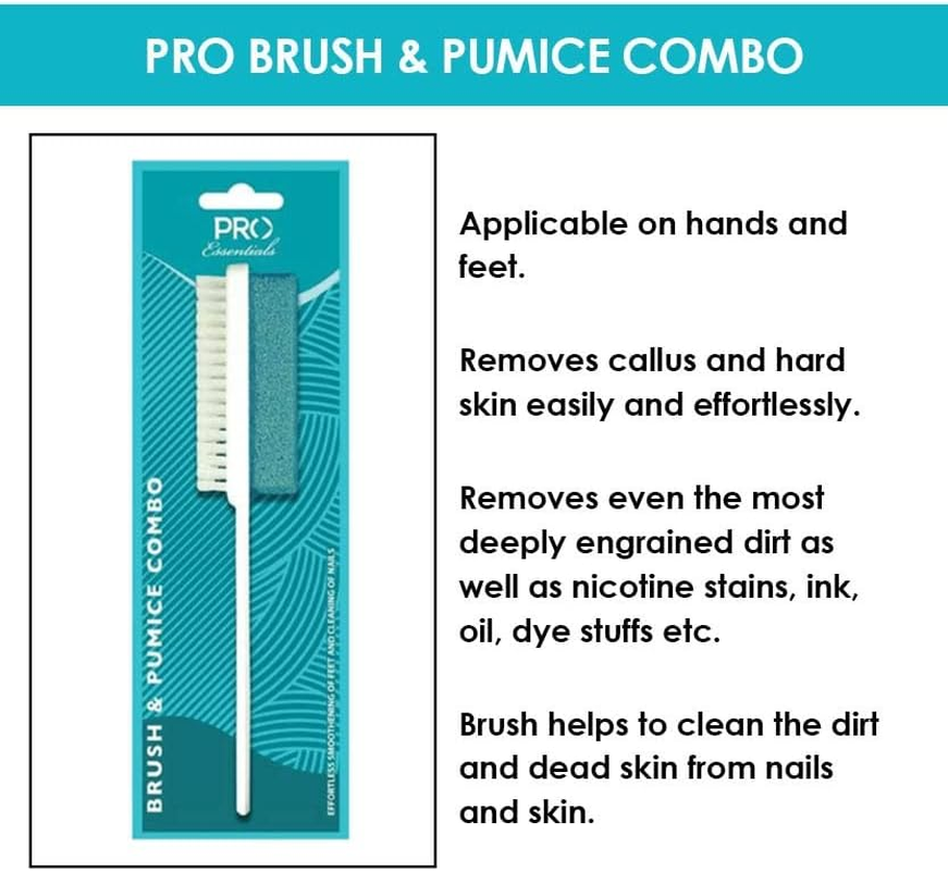 PRO ESSENTIALS BRUSH & PUMICE COMBO I PUMICE STONE I CALLUS REMOVER
