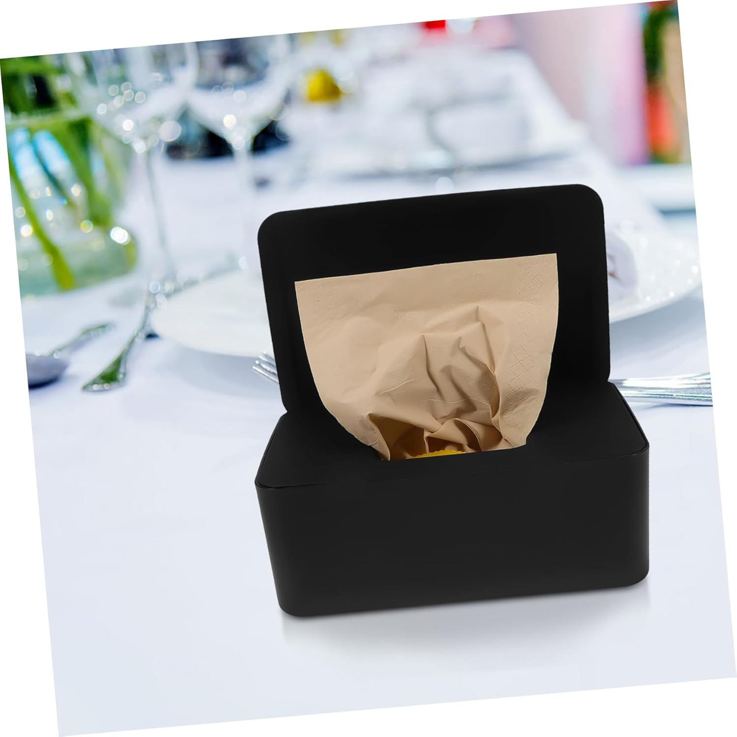 Wet Tissue Dispenser Black Plastic Wipes Storage Box Lid for Baby Diapers Office Car Bathroom Tissue Holder