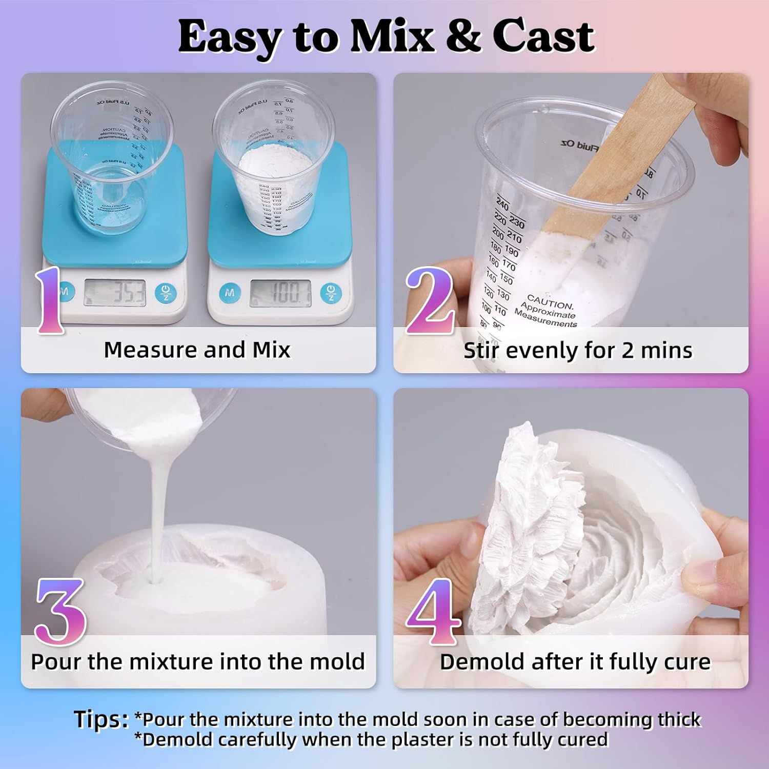 LET'S RESIN Resin Casting Powders 1000G,Fast Cured Kit for Beginners,20-30 Minutes De-Mold,Water Activated Plaster Powder Molds,Easy Mixing & Self Leveling, (ALR01053) image number 2