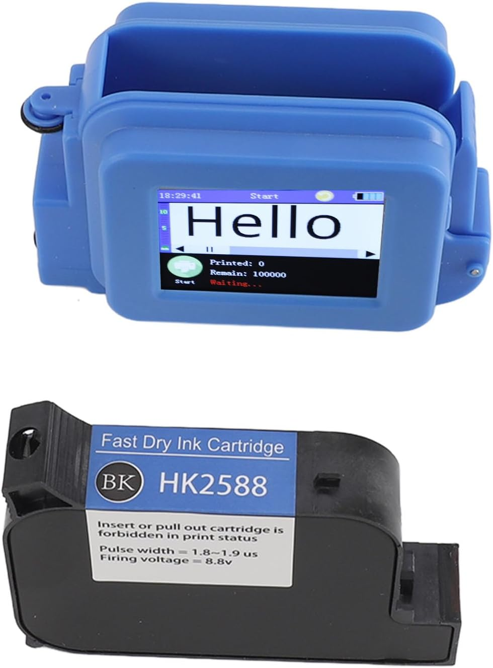 Mini Handheld Inkjet Printer Pocket Marking Device with Editable Touch Screen 0.1‑ 0.5In/1In Adjustable Printing Height Ink Cartridge Replacement Compatible for Business (Blue) image number 4