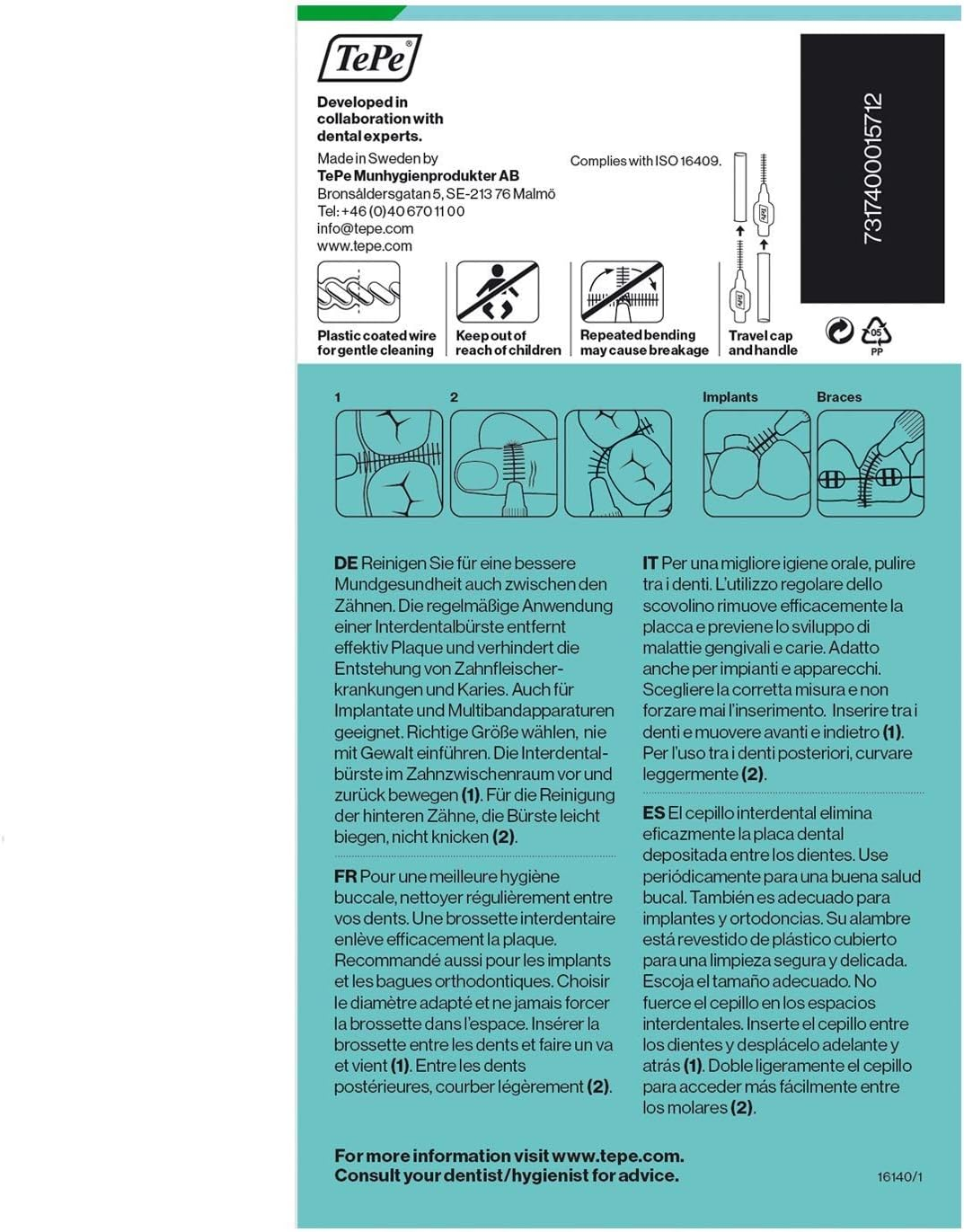 Tepe Interdental Brushes 0.8Mm Green - 3 Packets of 8 (24 Brushes) image number 2