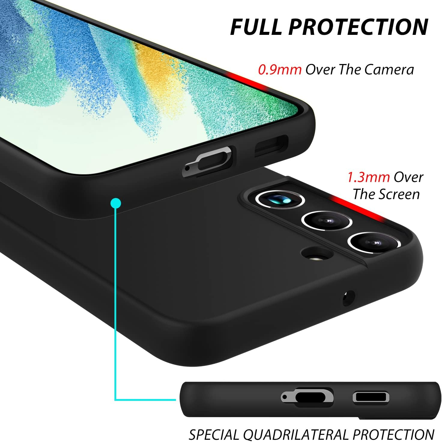 ZUSLAB Galaxy S22 plus Case 5G Nano Silicone Shockproof Gel Rubber Bumper Protective Cover - Black - Hot Pink image number 6