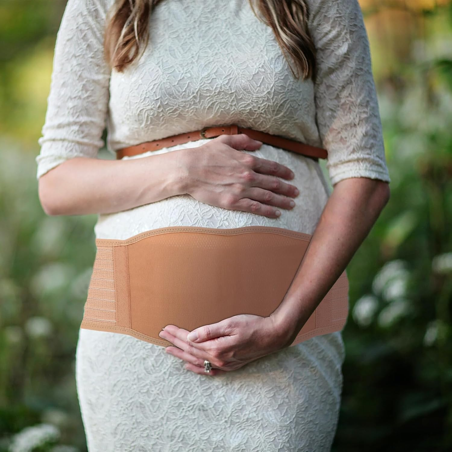 Breathable Maternity Belt Adjustable Abdomen Brace for Pregnancy Belly Support Band Relieves Back Pelvic Pressure Pregnancy over Belly Bump Support image number 5