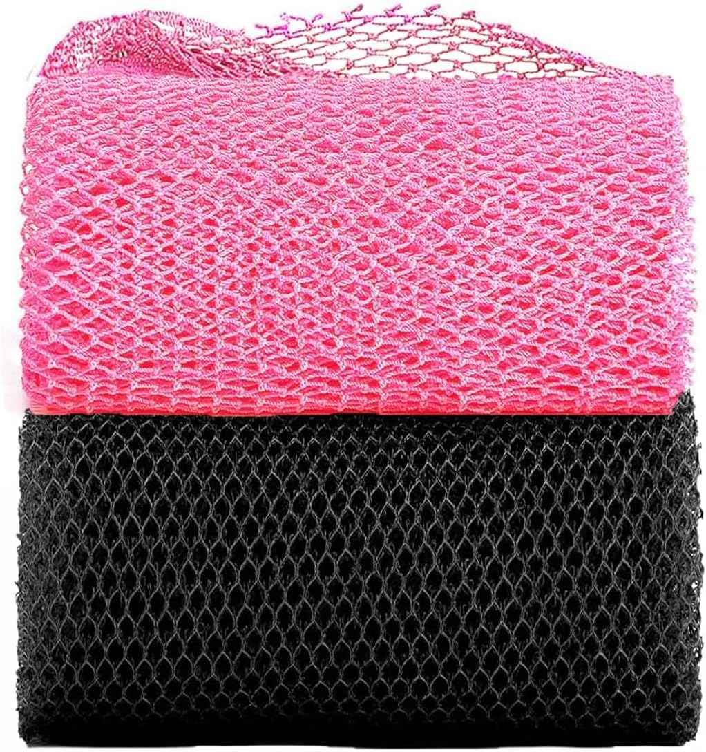 2Pcs African Exfoliating Net, African Exfoliating Sponge, Nylon Back Scrubbers, Shower Sponge Body Sponge, Deep Cleaning African Net Bathing Sponge for Men and Women 80 &times; 30Cm image number 3