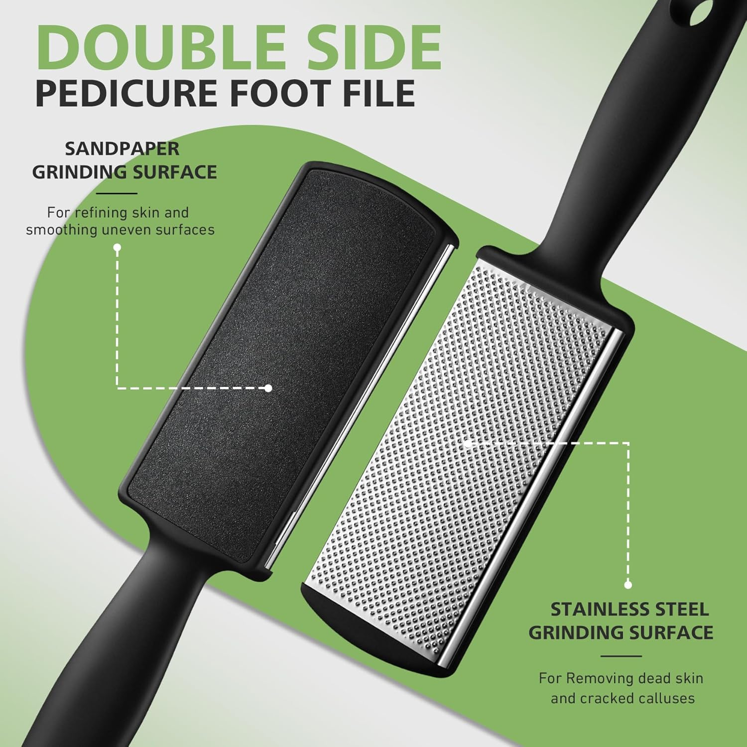 BALUCA Foot Files Callus Remover Stainless Steel Foot Rasp and Dual Sided Feet File Professional Scrubber Pedicure Tools Premium for Feet Care Remove Hard Skin, Black image number 6