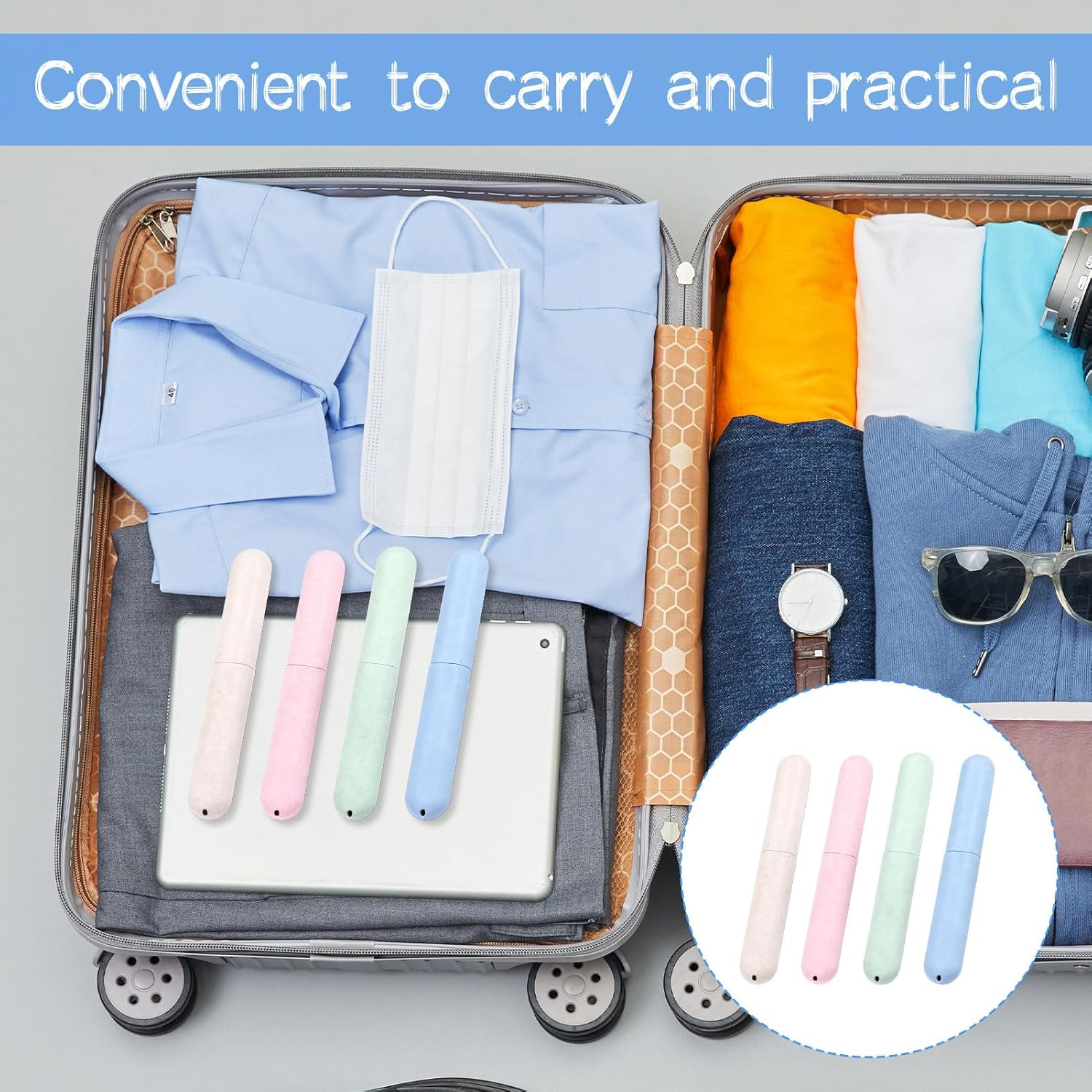 Toothbrush Travel Case, 8Pcs Toothbrush Holder Travel, Toothbrush Case, Portable Breathable Tooth Brush Holder, Suitable for Camping, School, Business, Home, Outdoor(Multicolor)