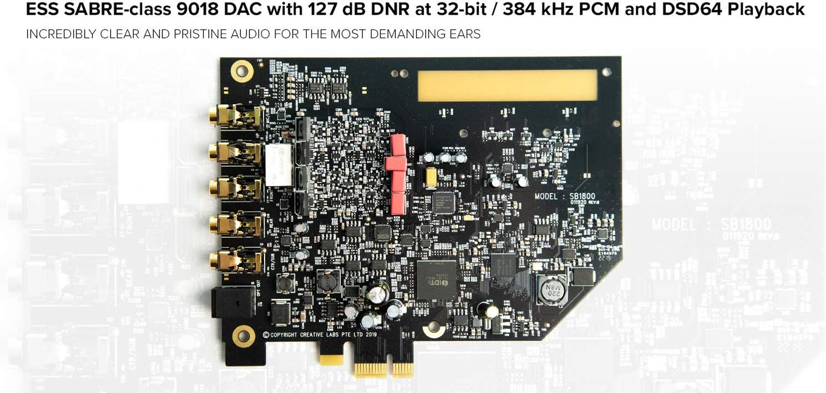 Creative Sound Blaster AE-7 Hi-Res Internal Pcie Sound Card, Quad-Core Processor, 127Db DNR ESS Sabre-Class 9018 DAC, Xamp Discrete Custom Bi-Amp, Discrete 5.1/Virtual 7.1, Dolby, DTS Encoding (Black) image number 6
