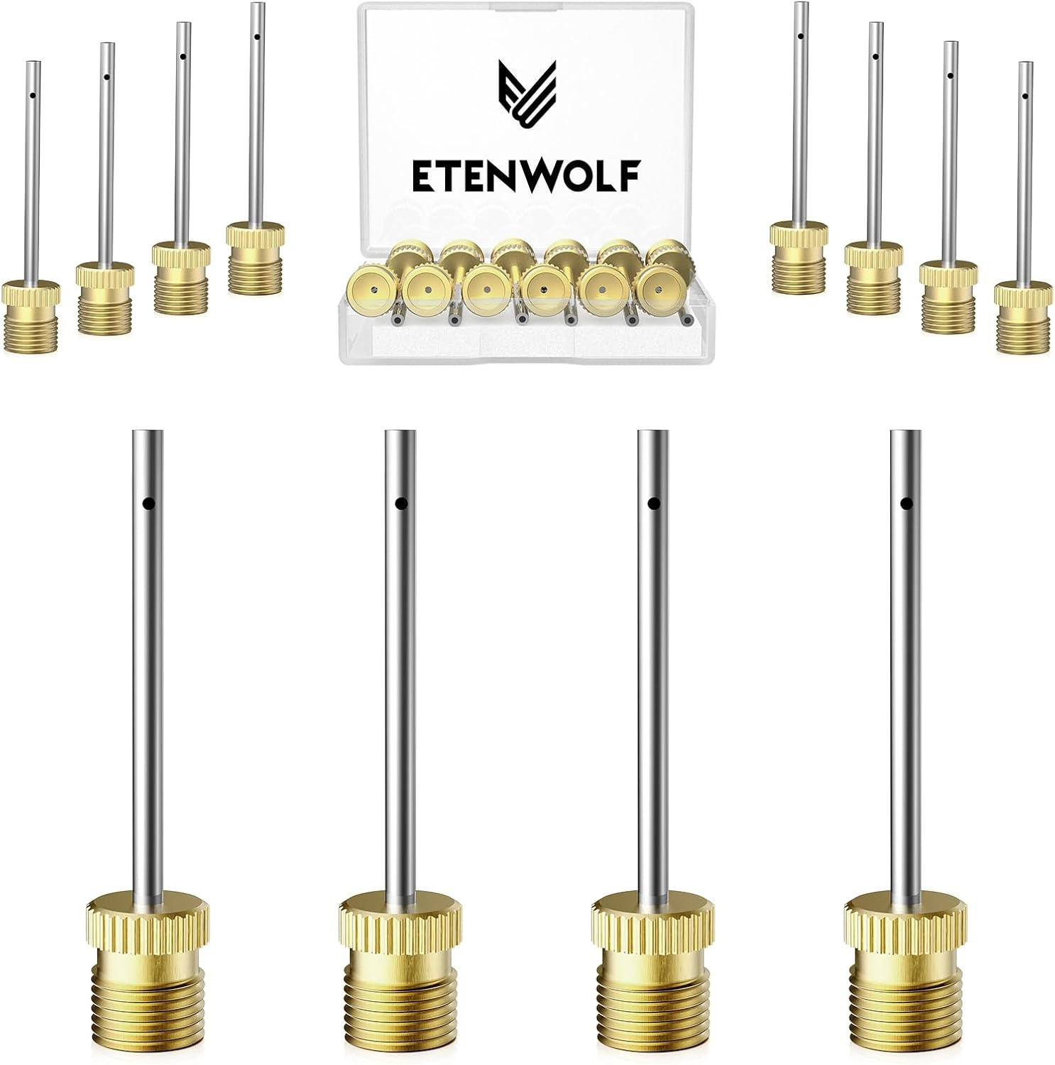 ETENWOLF A102 Brass Ball Pump Needles Pack of 12, No Break Heavy Duty Air Pump Needles for Balls with Storage Case, Compatible with Hand Pump and Electric Pump, Stainless Steel Body image number 4