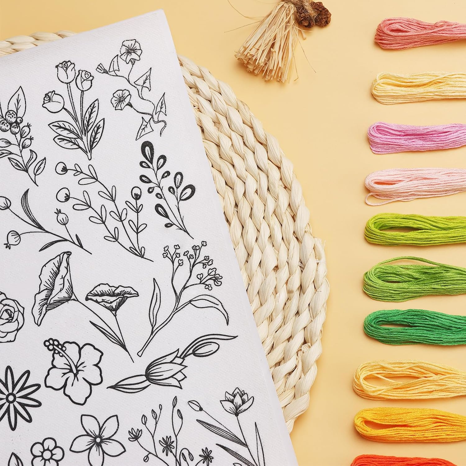 Patemby 50Pcs Water Soluble Embroidery Stabilizers, Stick and Stitch Embroidery Paper with Pre-Printed Flowers and Leaves Pattern Transfers for Hand Sewing Lover Beginners (Flower) image number 4