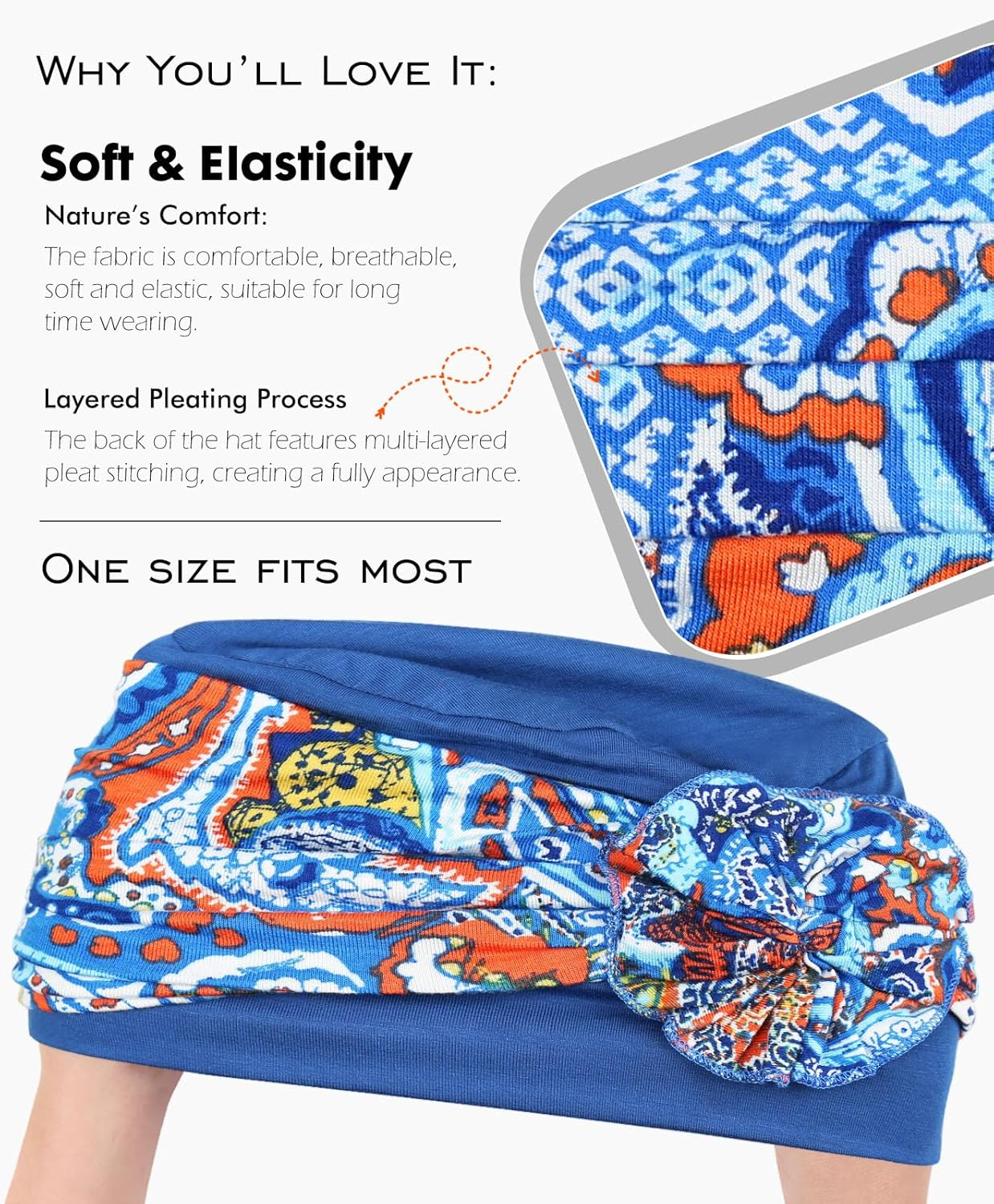 Chemo Headwear for Women Cancer Patients Lightweight Head Coverings for Hair Loss Seasonal - Blue Blue image number 2