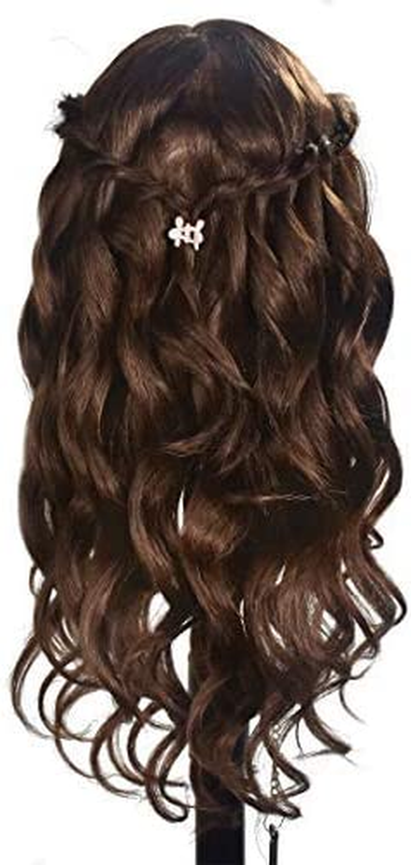 20"-22" Training Head Real Human Hair Cosmetology Hairdressing Mannequin Manikin Doll Head (Table Clamp Holder Included)