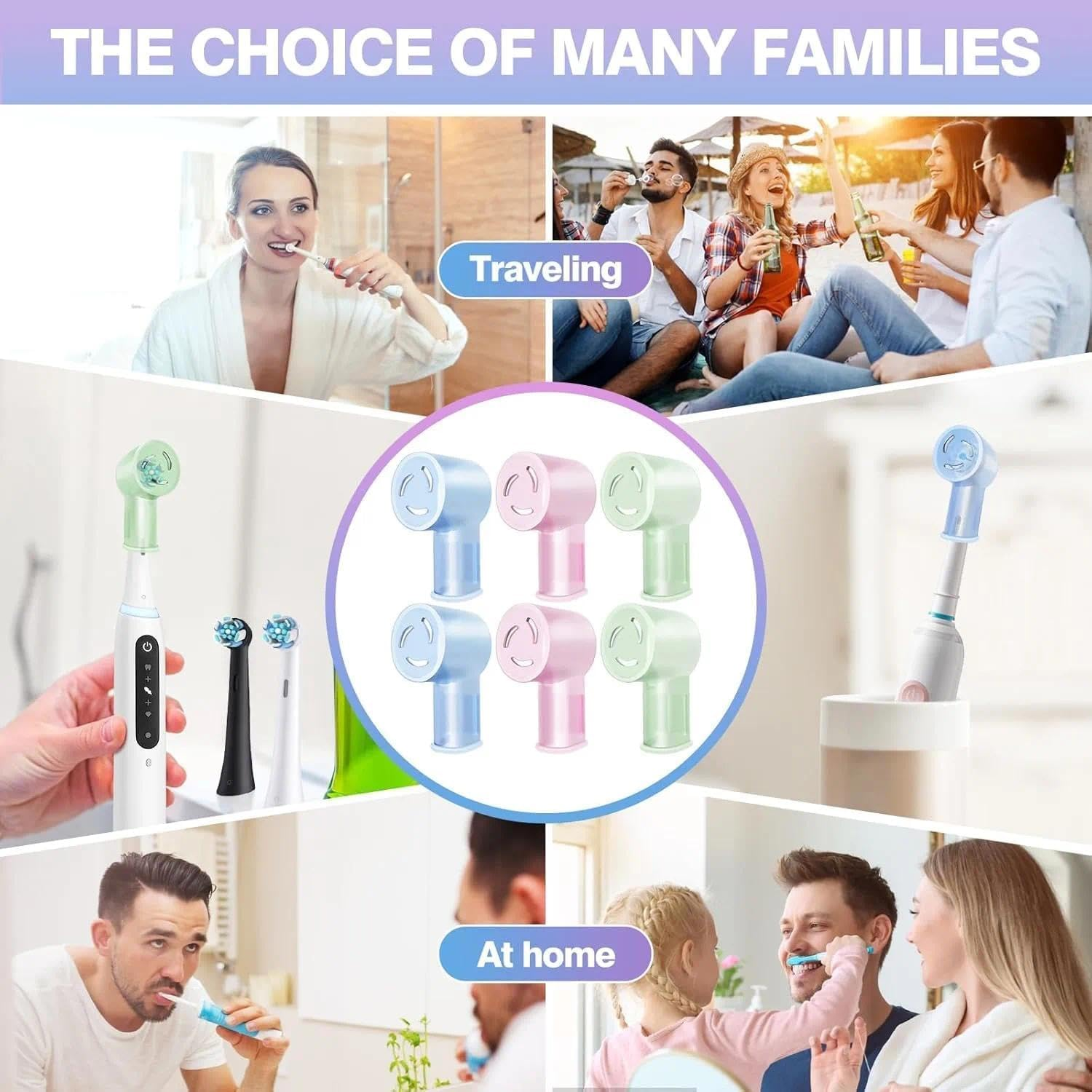 Toothbrush Cover，Electric Toothbrush Cover，Travel Case &ndash; Compatible with Oral B IO Toothbrush Heads，Silicone Bpa-Free Protective Cap Set for Travel and Home(6 Pcs)，By Leralsta image number 3