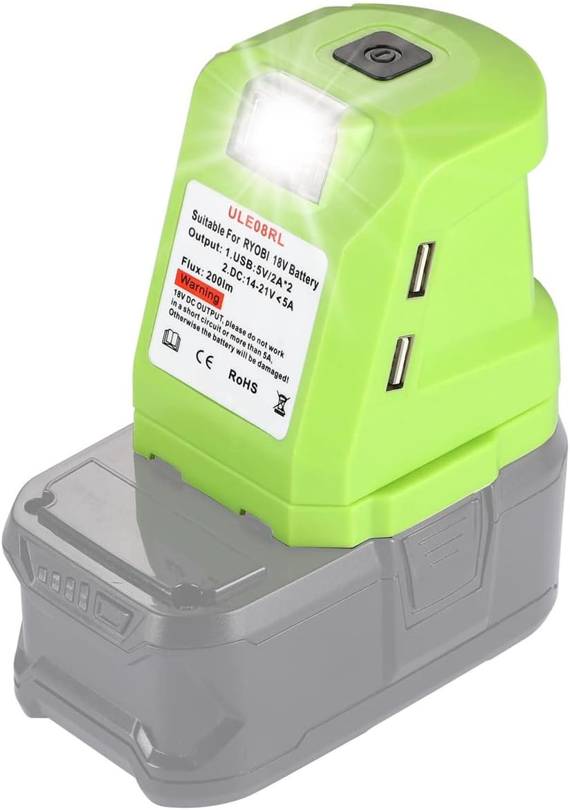 Power Inverter Compatible with 18V Battery P743 PSK005 PBP2003 P107 Portable Station Supply Charger with DC Outlet and Dual USB 300LM LED Light for Outdoor Camping image number 1