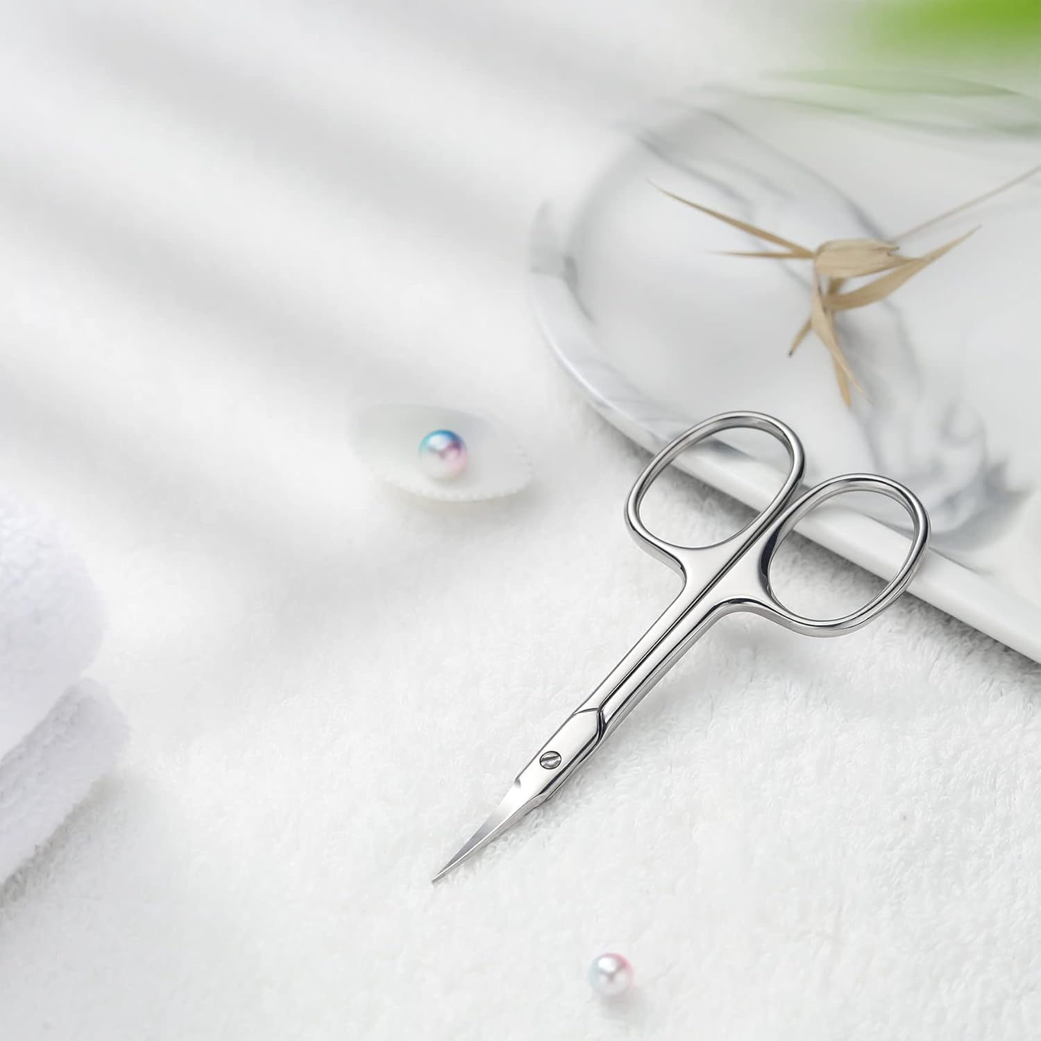 FVION Cuticle Scissors, Cuticle Scissors, Extra Sharp with Curved Edge, Cuticle Scissors Extra Fine for Precise Cuticle Remnants, Cuticle Scissors Made of Stainless Steel, 9 Cm image number 2