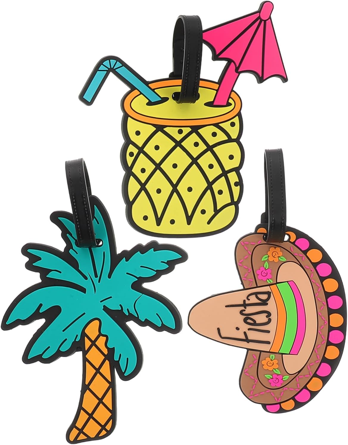 NIYANGLE 3Pcs Hawaiian Sunglasses Luggage Tags Travel Id Suitcase Tag Women Men Baggage Decor