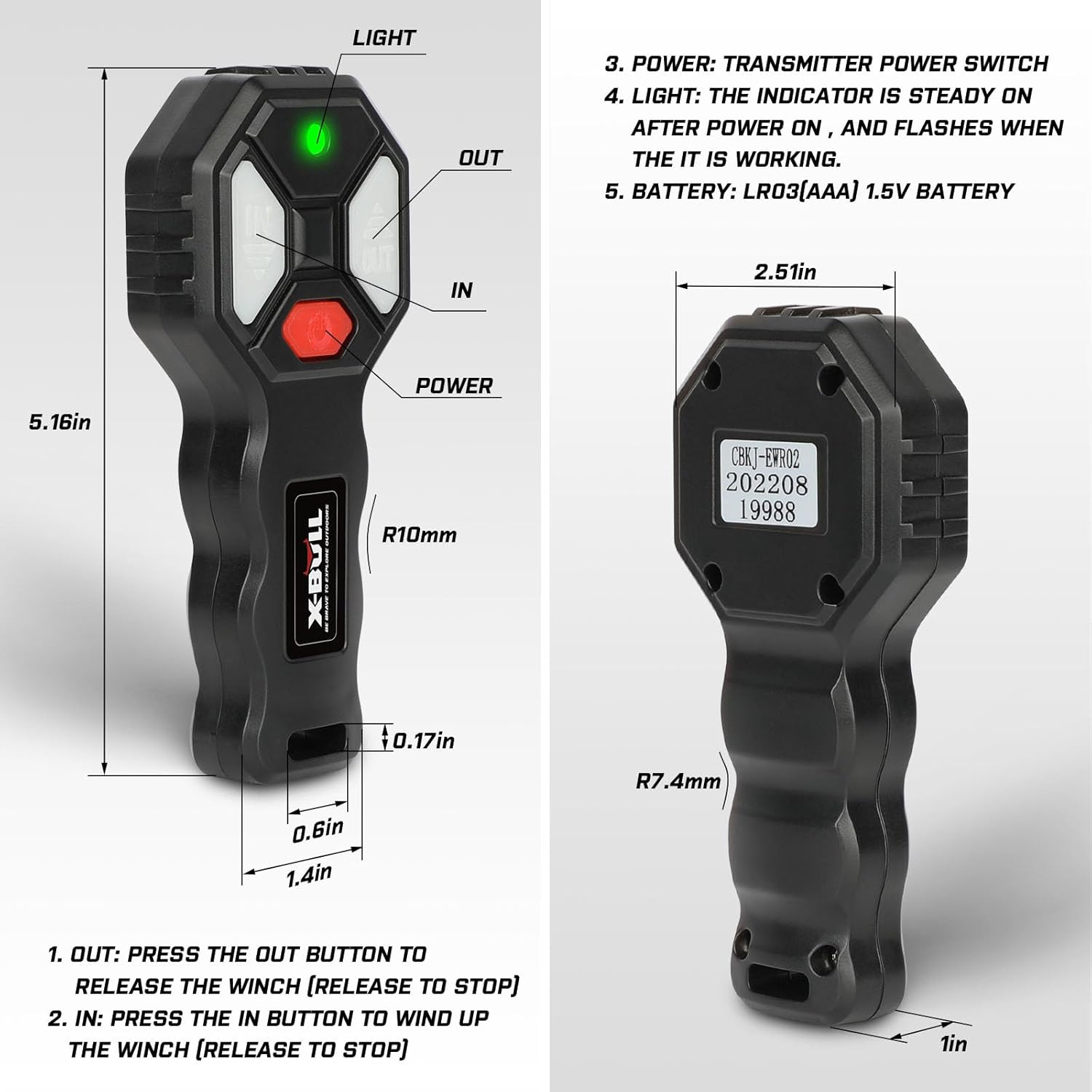 X-Bull New Wireless Winch 2 Remote Control Kit Handset Switch Car ATV SUV 12V image number 1