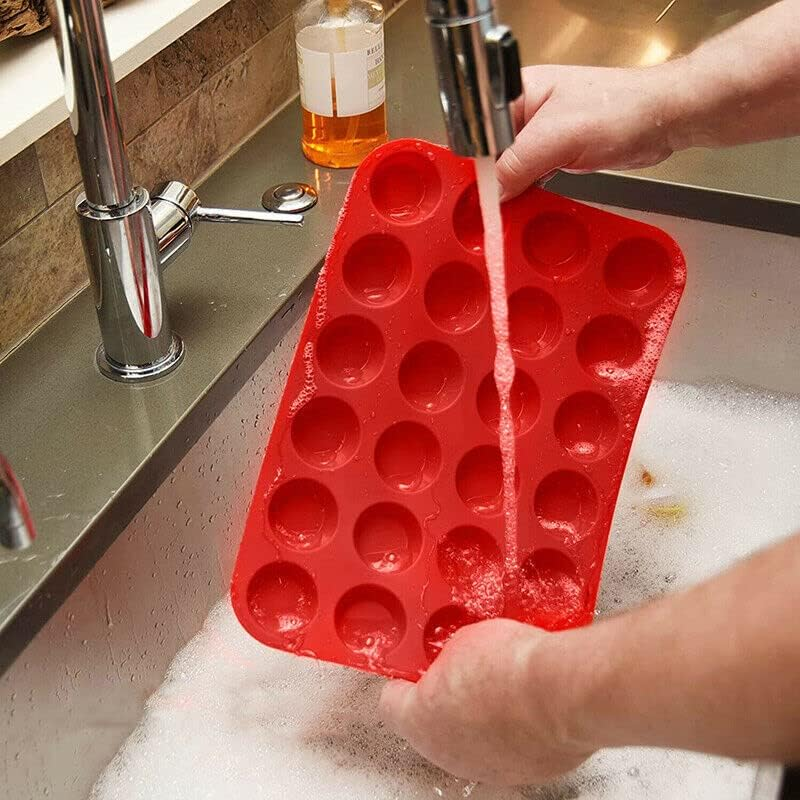 24 Cavity Pan Tray Silicone Mould Mini Cupcake Cookie Baking Mold Muffin Cup,32X22.5Cm, Easy-Release Non-Stick Tray - Red image number 4