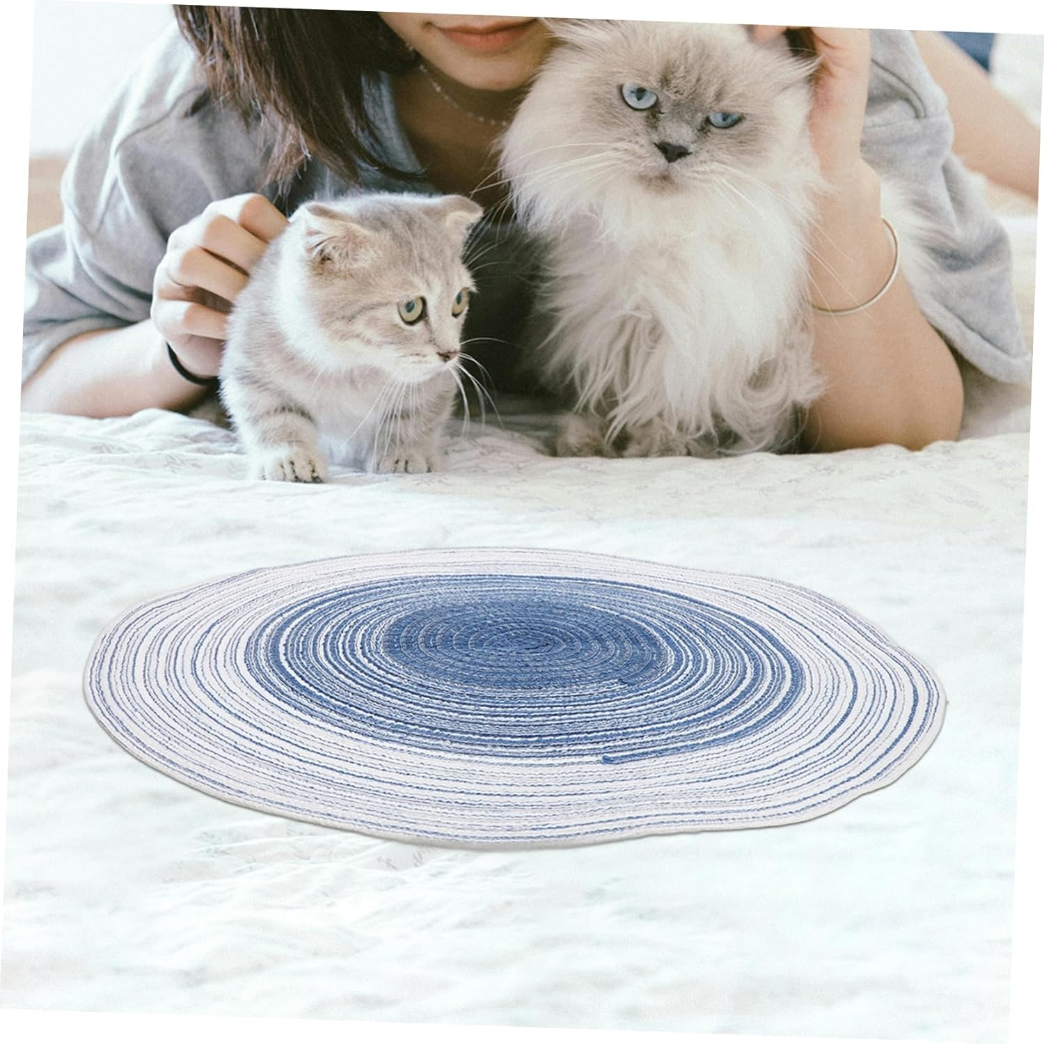 PENIKOKO 2Pcs Cat Scratch Mat Adhesive Cat Toys for Indoor Rope Pad Scratch Board For image number 1