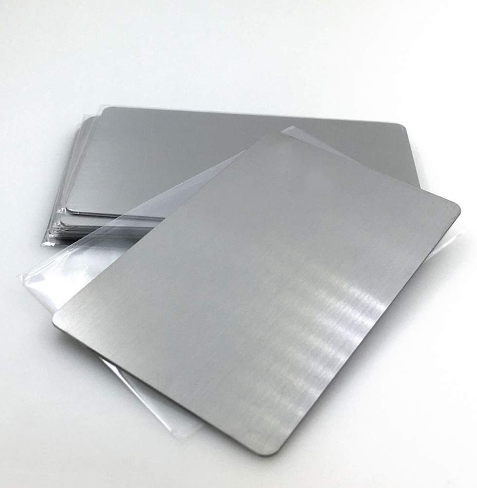 304 Stainless Steel Thick 0.5Mm Metal Business Cards Blank Tablet 86X54Mm Pack of 10PCS (Silver Brushed Finishing, Blank) image number 5