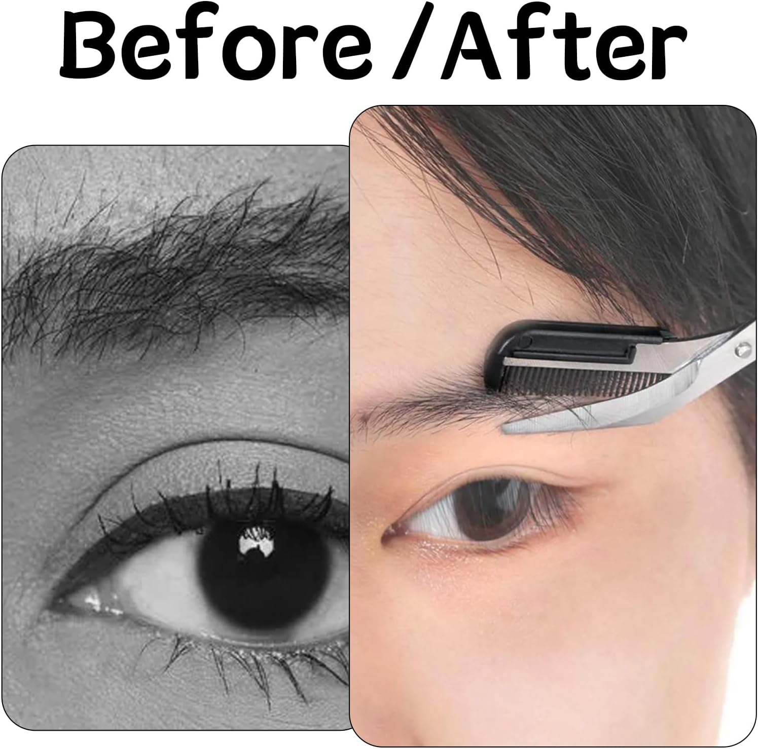 Pack of 3 Eyebrow Scissors with Comb, Eyebrow Scissors, Eyebrow Scissors for Women, Eyebrow Trimmer, Scissors, Eyelash Brush, Eyebrow Comb for Men and Women (Black) image number 5