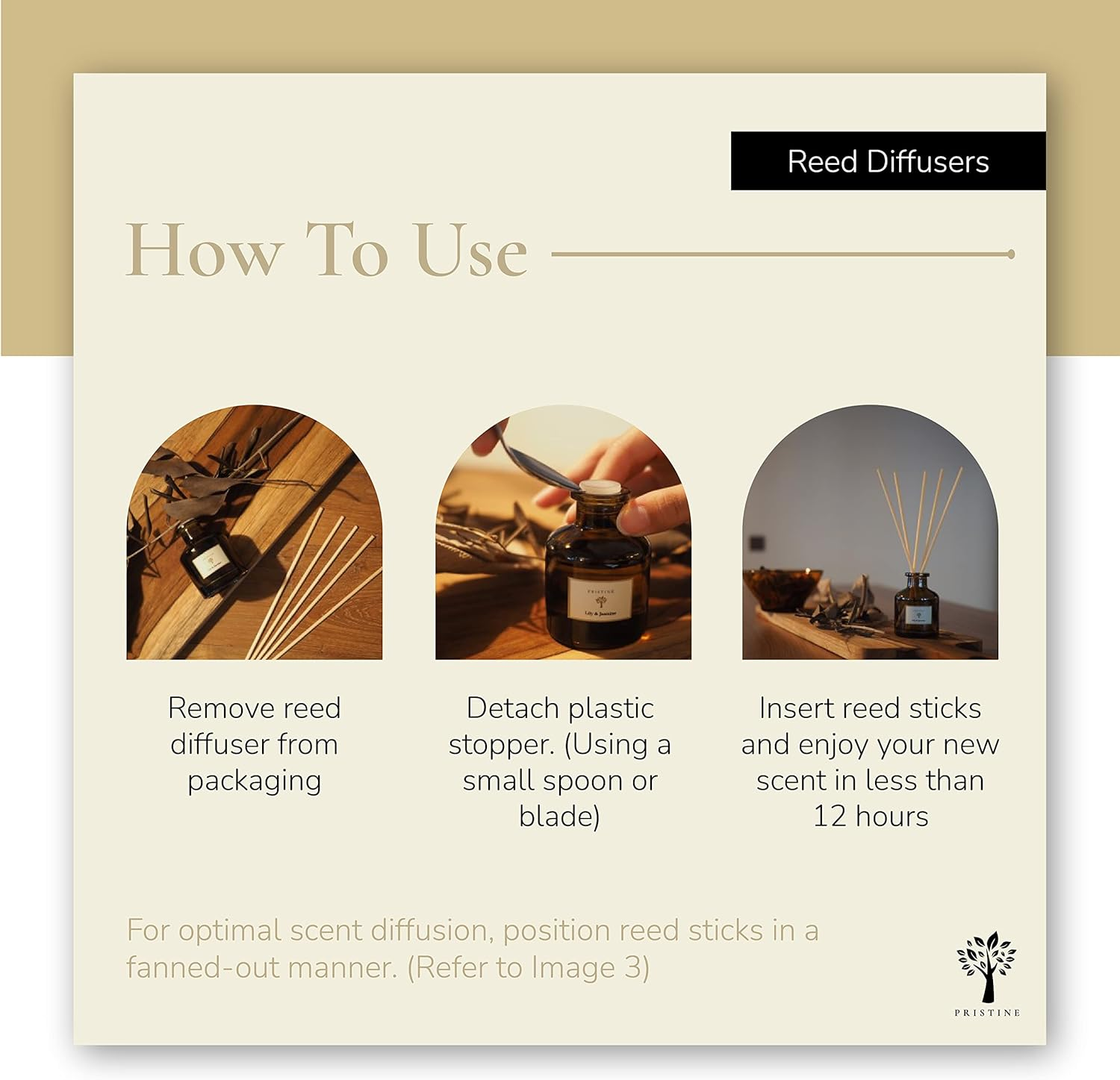 Pristine Japanese Ryokan Reed Diffuser for Home | Fresh Lavender, Moroccan Amber Reed Diffuser Set, Oil Diffuser & Reed Diffuser Sticks-Home Office Decor-Fragrance Gift image number 6