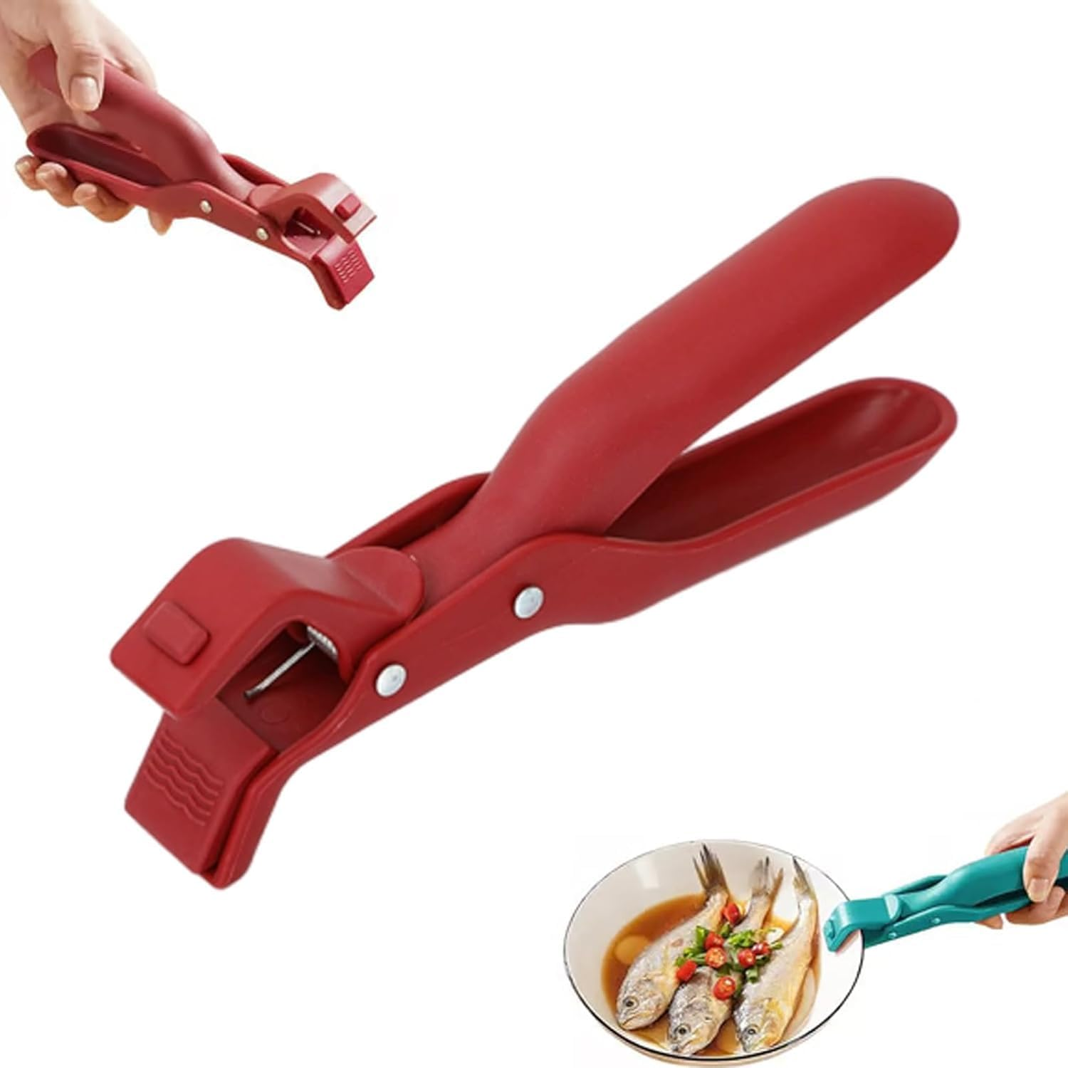 Anti-Scald Bowl Clip, 2025 Upgrade Multi Angle Hot Plate Gripper, Silicone Anti-Slip Clip for Pans, Bowls and Dishe (Red-1Pcs) - Green-1Pcs image number 5