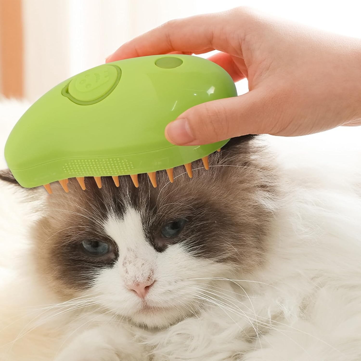 Steamy Cat Brush, 3-In-1 Cat Steamy Brush, Self Cleaning Steamy Cat Brush, Multifunctional Cat Grooming Brush, with Steam for Massage, Steamy Cat Hair Brush for Long Hair and Short Hair image number 2