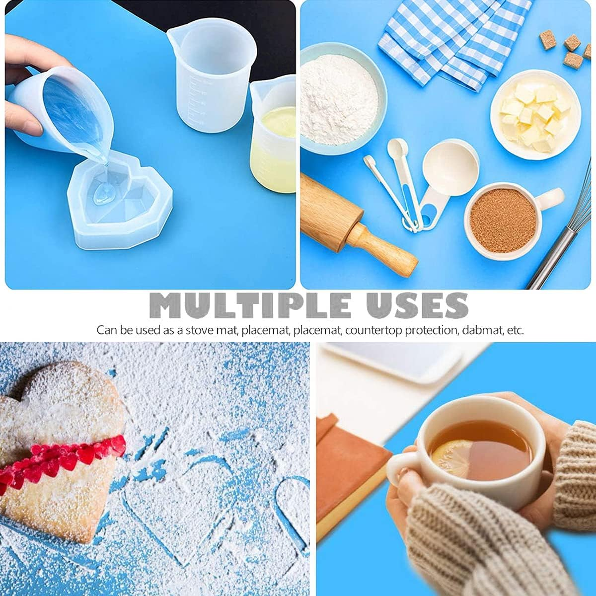 A3 Extra Large Silicone Sheet for Crafts Jewelry Casting Molds Mat, Premium Silicone Placemat, Multipurpose Mat, Nonstick Nonskid Heat-Resistant(15.7 X 11.7 Inches) (Blue) image number 1