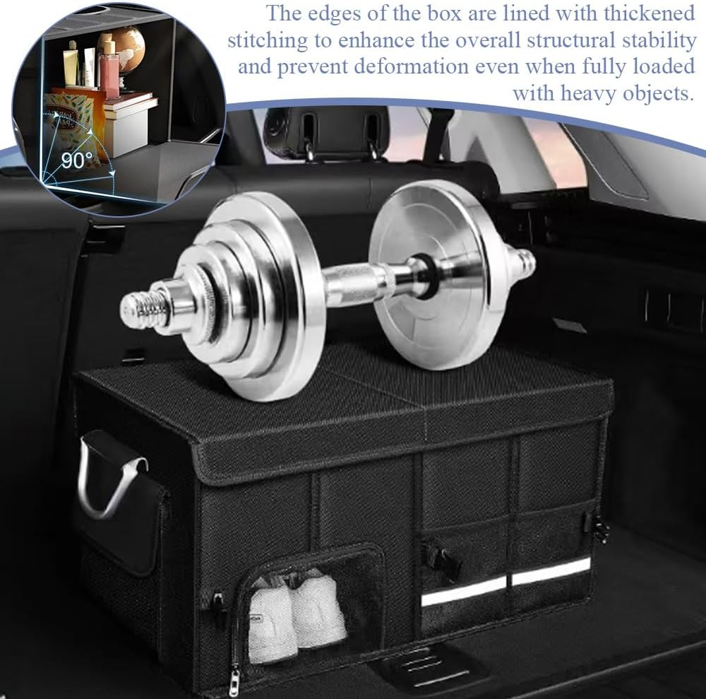 Car Trunk Organizer,Car Boot Organiser,Collapsible Trunk Organizer,Sturdy Trunk Storage Box,For Car Accessories, Tools, Sundries, Space Saving,With Reflective Strips,60X35X30Cm image number 2