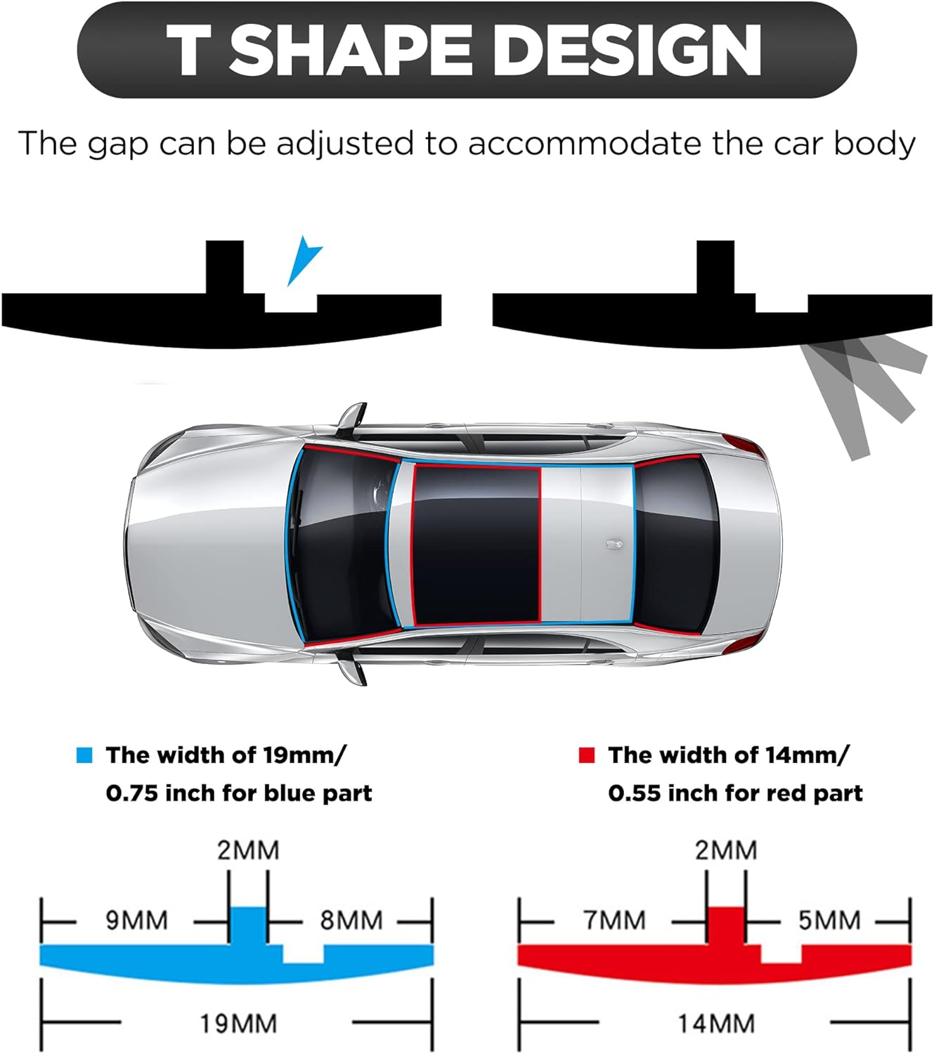 YAKEFLY 2 Pieces Windshield Rubber Seal Windshield Trim Stripping,22 Ft Windshield Rubber Seal,Car Weather Stripping T Shape Sealing Strip for Car Front Rear Windshield image number 2