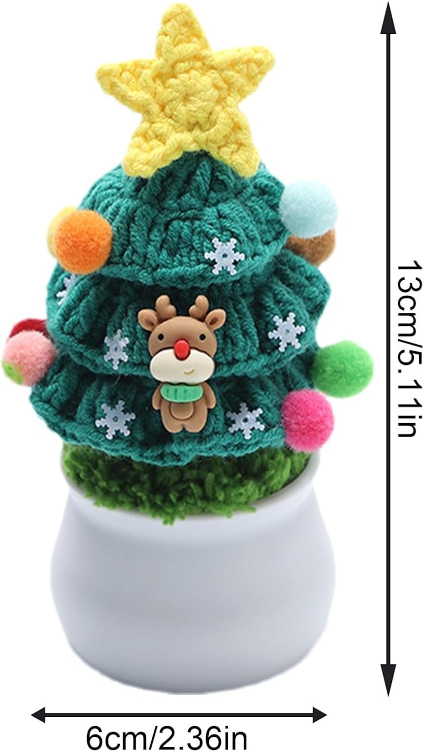 Knitted Christmas Tree Decor | Holiday Tabletop Decoration | Christmas Tree with Pot | Winter Table Decor | Cozy Knitted Tree Decoration | Space Saving Creativity Great for Modern Apartments image number 4