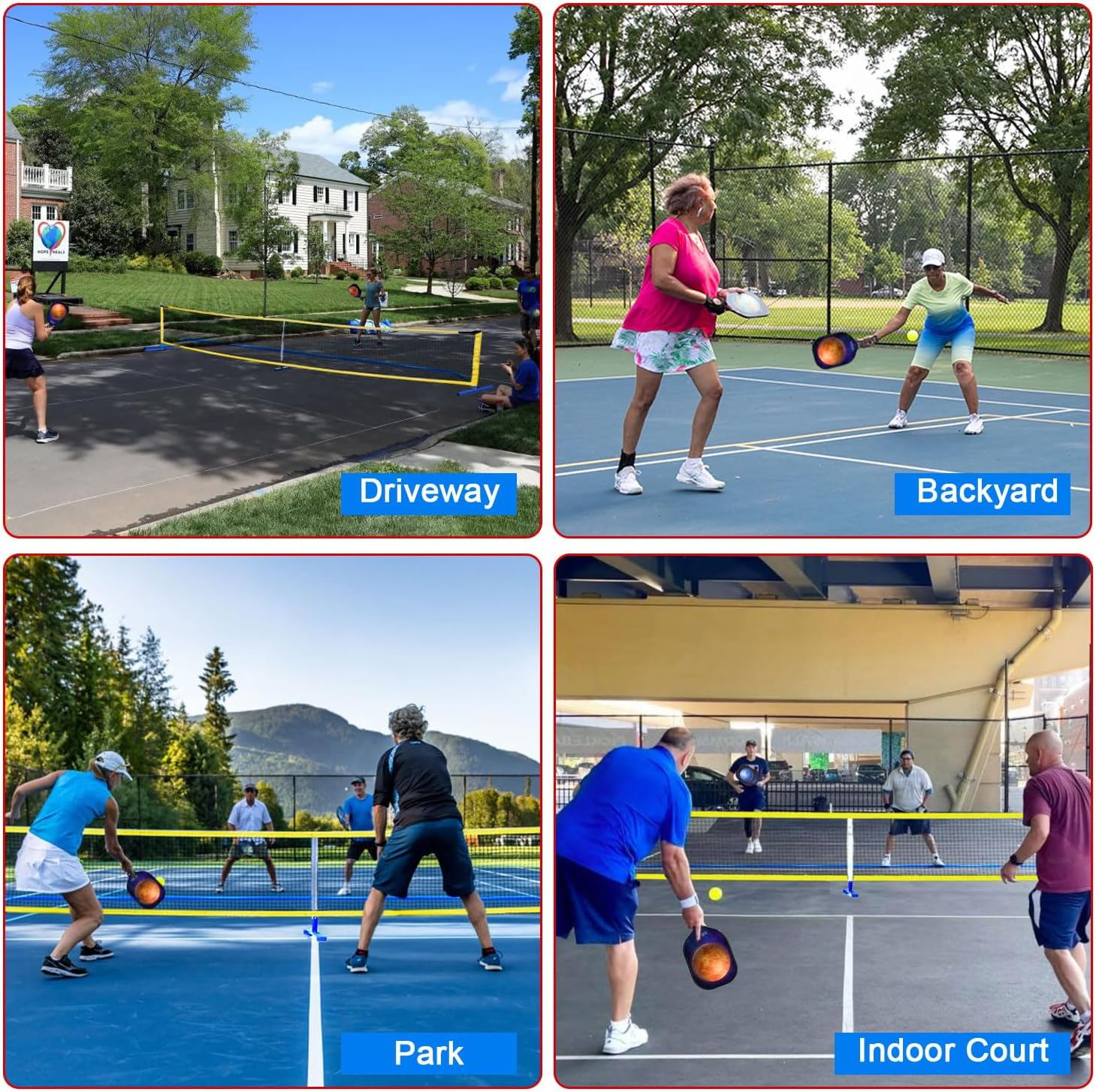 Zdgao Pickleball Net for Driveway with 22FT Regulation Size Pickleball Net, 4 Outdoor Pickleballs and Carry Bag, Weather Resistance Strong Steel Frame image number 1