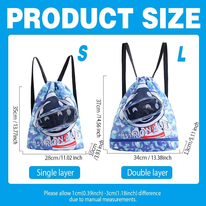 AIMALL Durable Kids Swim Backpack - Waterproof Oxford Cloth, Large Capacity, Lightweight, Ideal for Beach, Pool, Travel, Outdoor Activities - Green-Large (Double Layer) image number 4