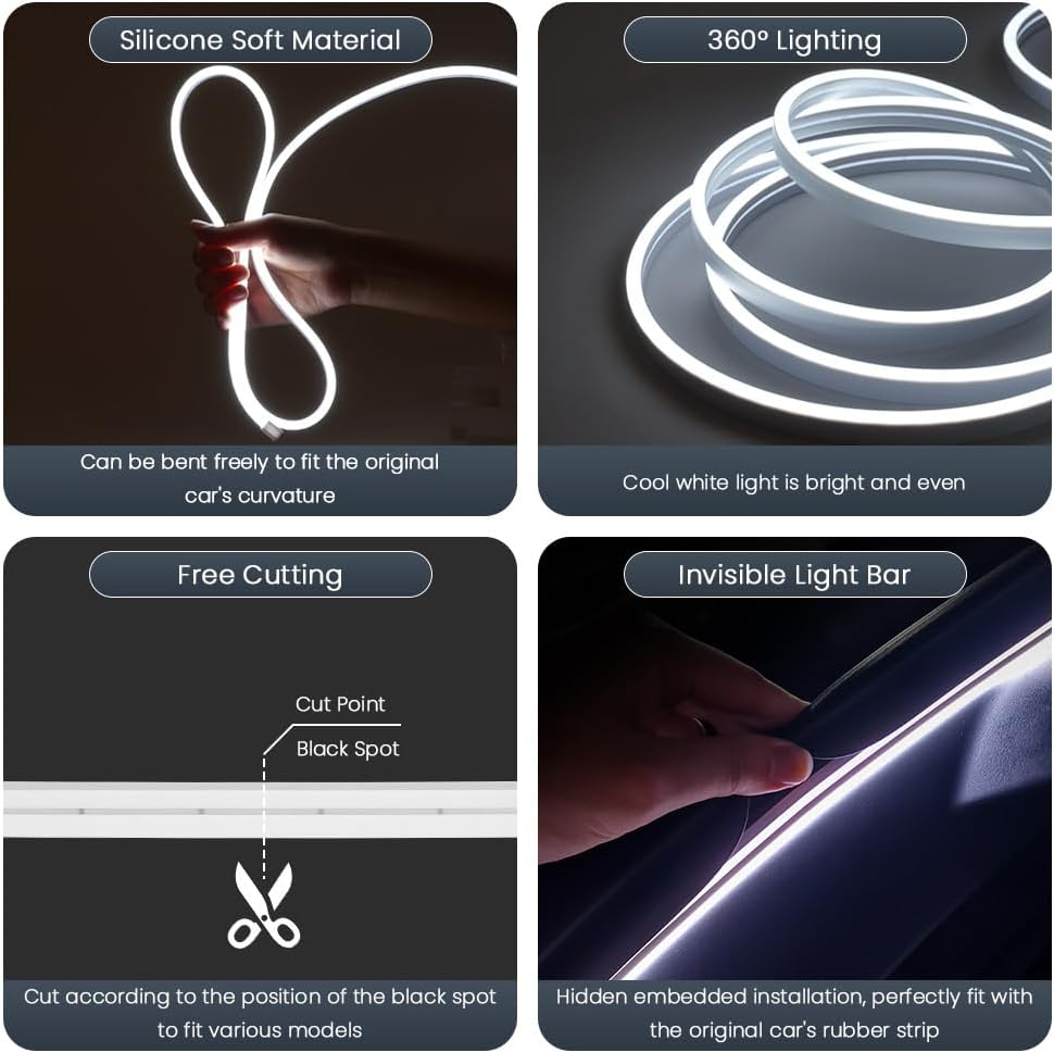 Car Boot Light Strip, Car Trunk Light Strip, Boot Lighting LED, Automatic Sensor Tail Box LED Strip Lights for Car Boot Interior Lighting Decoration (White, 2 M) image number 5