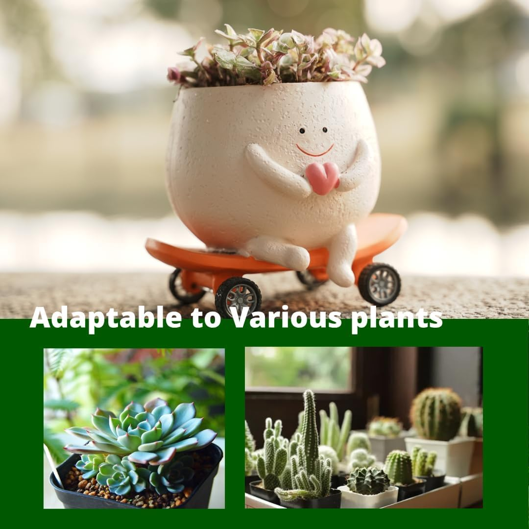 Cute Face Head Planters for Indoor Plants, Funny Skateboarding Planter Pots with Smiley Faces for Succulents and Outdoor Plants,Ideal Mother'S Day image number 2