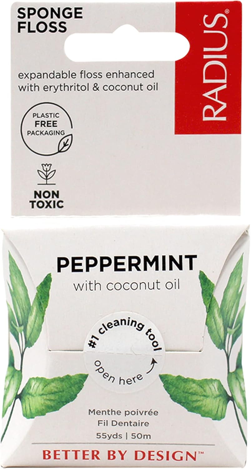 RADIUS Peppermint Dental Floss 55 Yards Vegan & Non-Toxic Oral Care Boost & Designed to Help Fight Plaque Clear - Pack of 4 image number 3
