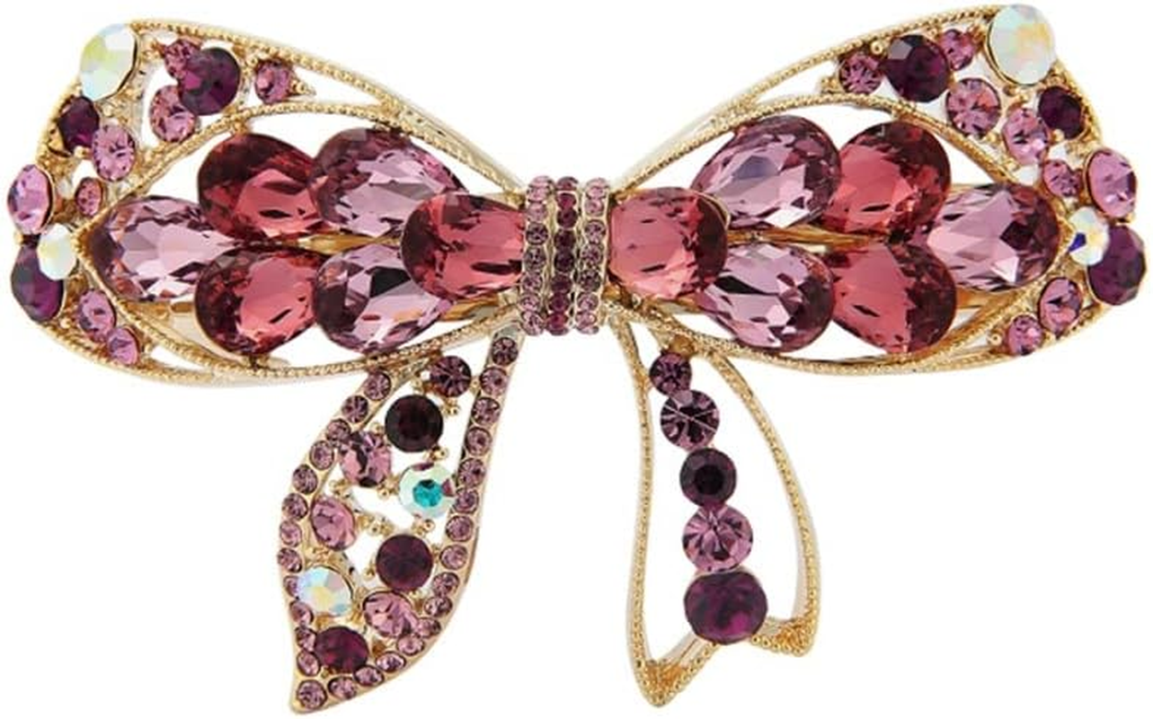 Rhinestone Hairpin,Crystal Barrette,Curl Hair Clip,Bow Hairpin One Word Clip Headdress Hair Accessories Hairpin Female Back Head Top Clip (Color : B, Size : 8.5 * 5.1Cm)