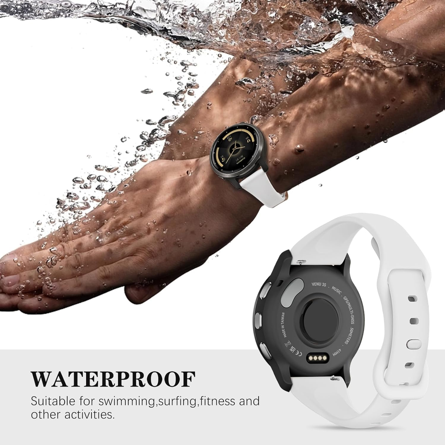 Everact 5 Pack 18Mm Slim Silicone Watch Band Compatible with Garmin Venu 3S 41Mm/Vivoactive 4S/ Venu 2S/Vivomove 3S/Forerunner 255S/Forerunner 265S,Quick Release Sport Thin Soft Narrow Strap Wristband image number 3