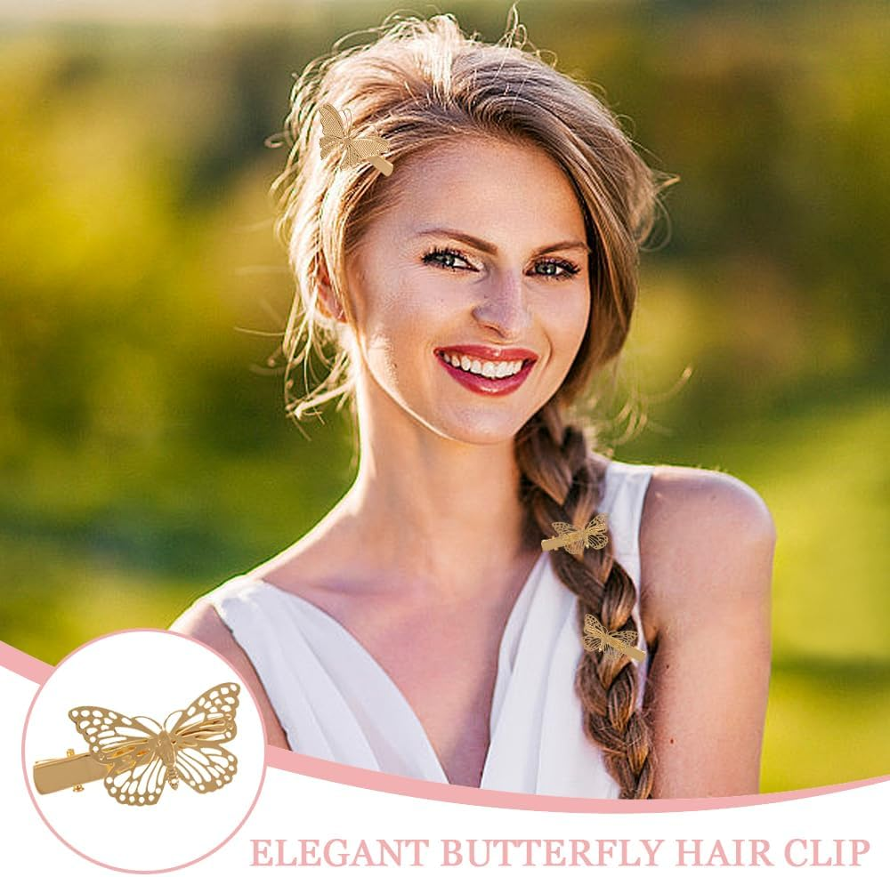 TRKETK 12 Pcs Butterfly Hair Clips Elegant Metal Butterfly Hair Clip Cute Side Hairpins Classic and Versatile Headwear Accessories Suitable for Girls Ladies Party Wedding Decoration (2 Colors) image number 5